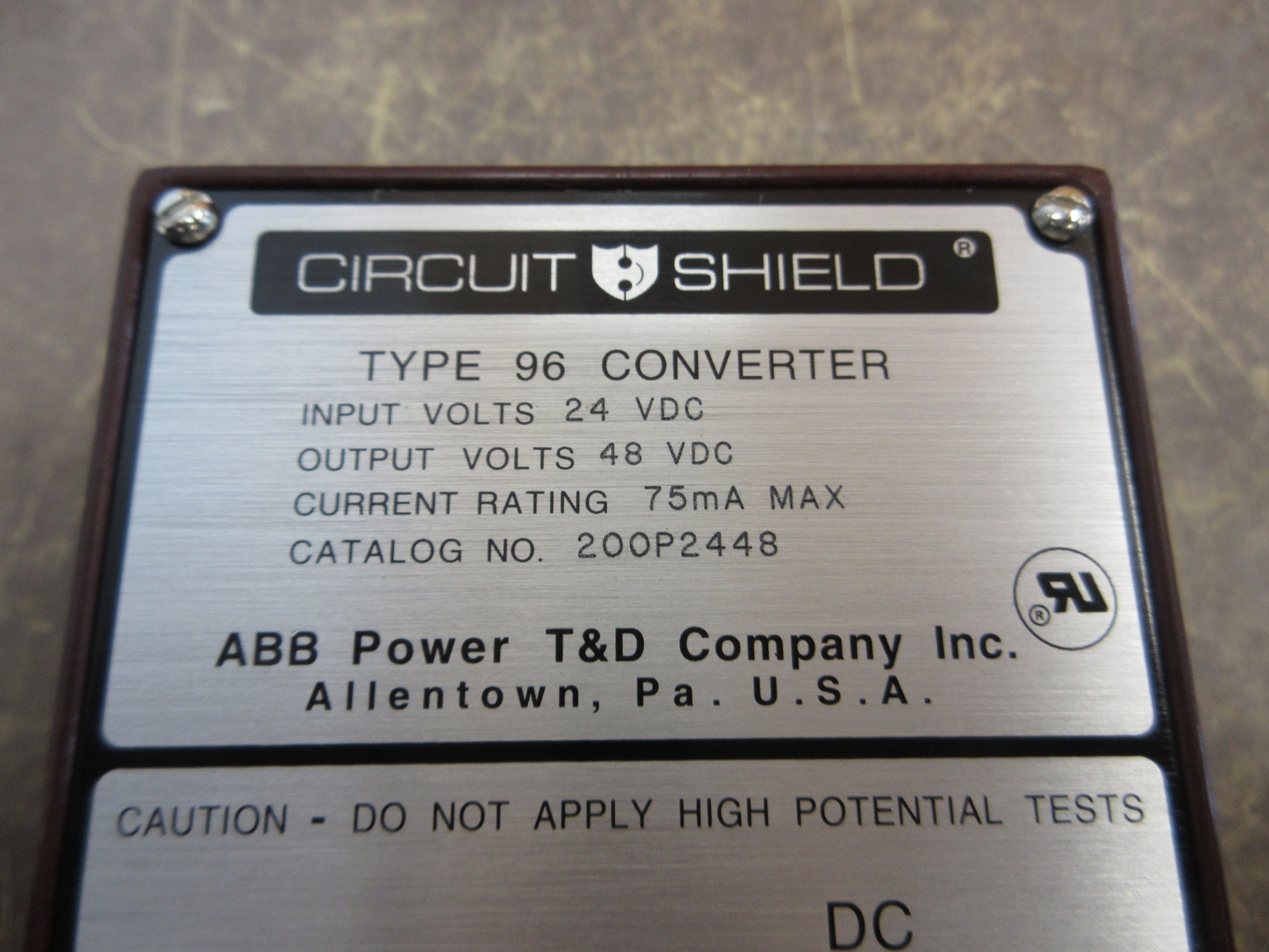 ABB Circuit Shield Type 96 Converter 200P2448 Input: 24VDC Output: 48VDC 75mA