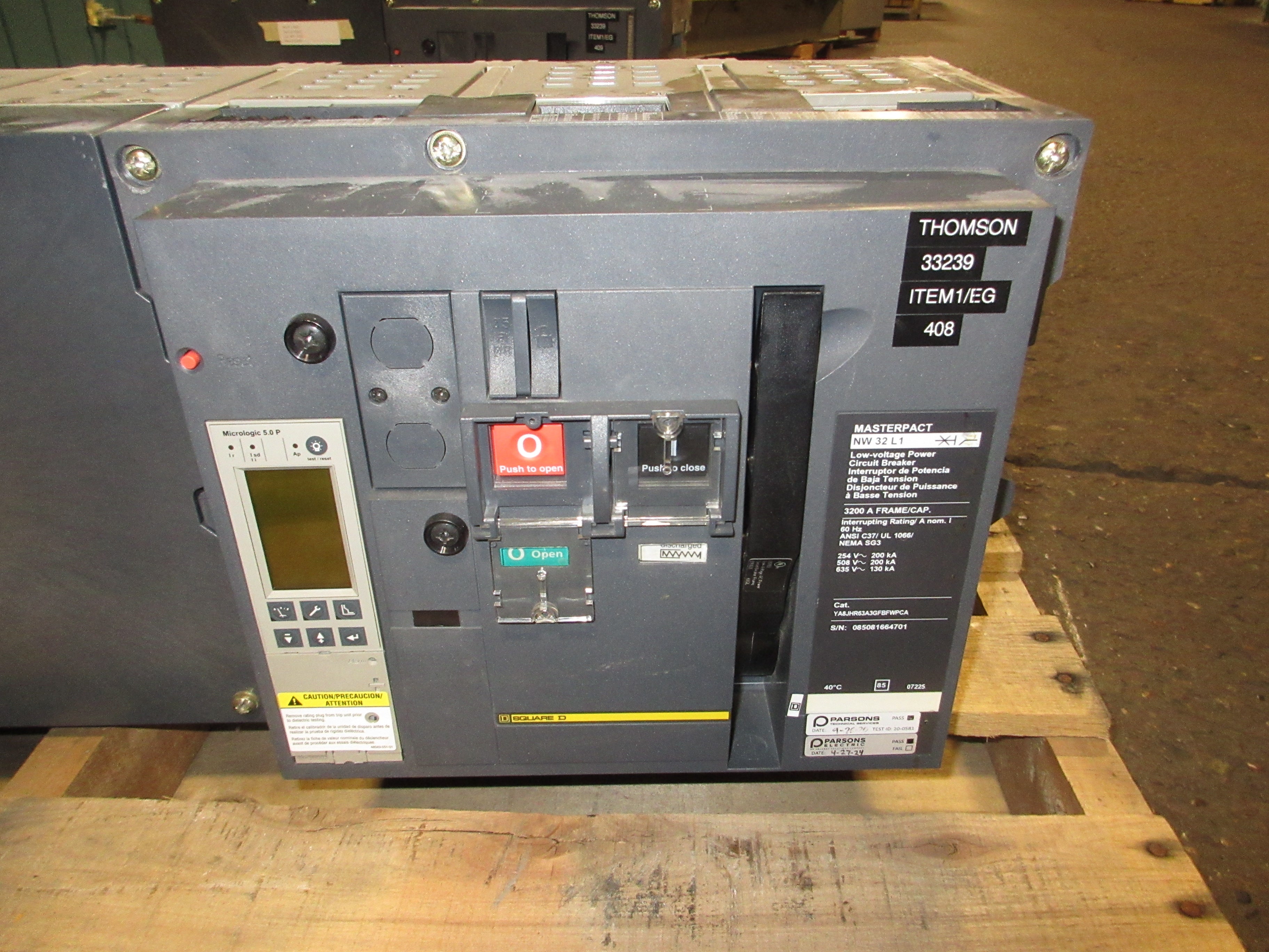 Square D Masterpact NW 32 L1 Circuit Breaker YA8JHR63A3GFBFWPCA 3200A Used