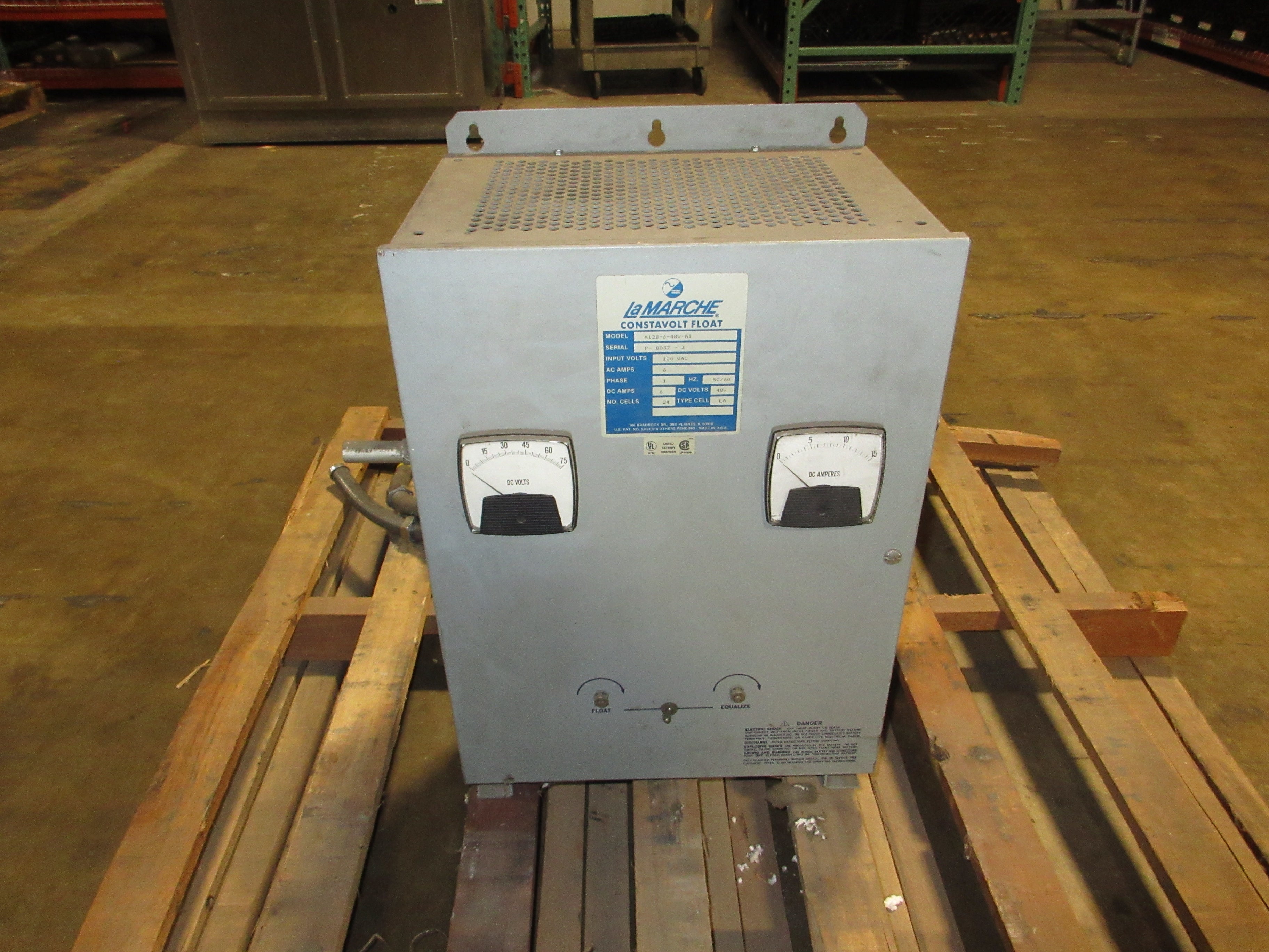 La Marche Constavolt Float Battery Charger A12B-6-48V-A1 Output: 48VDC 6A Used