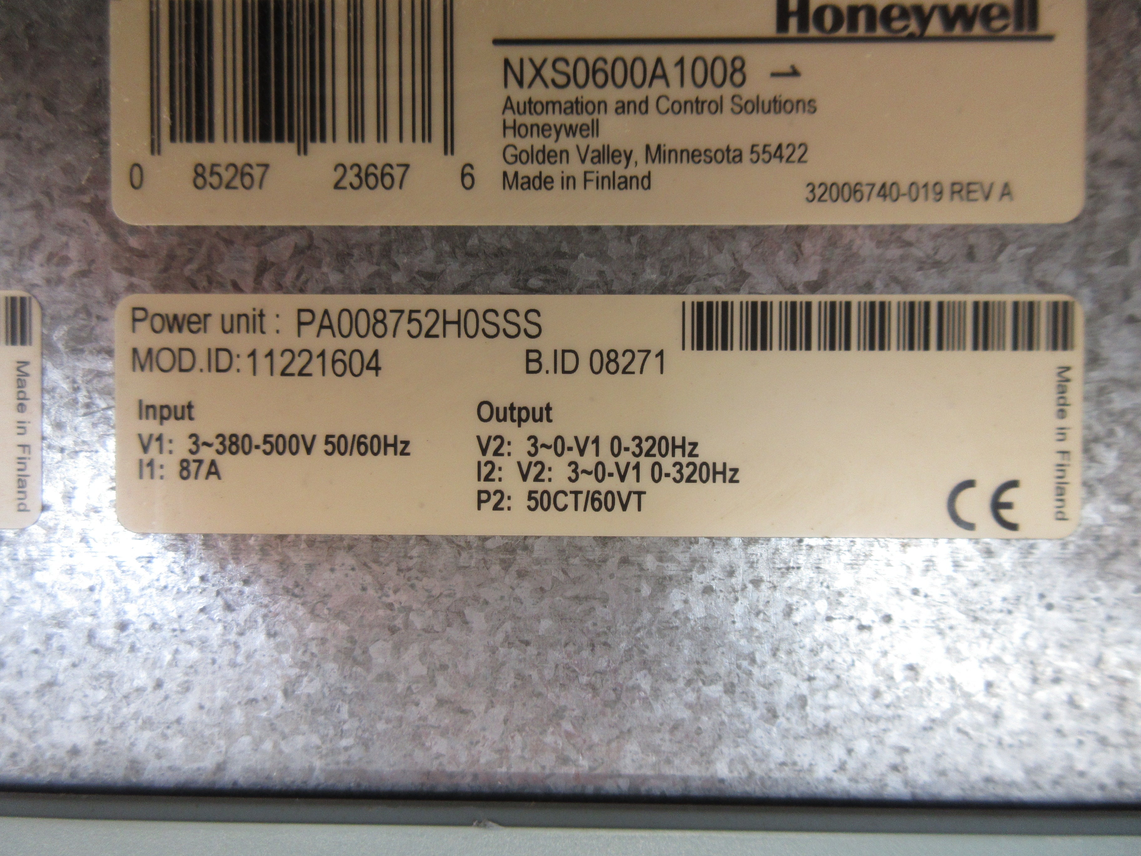 Honeywell AC Drive PA008752H0SSS 60HP 3Ph w/ Keypad Used