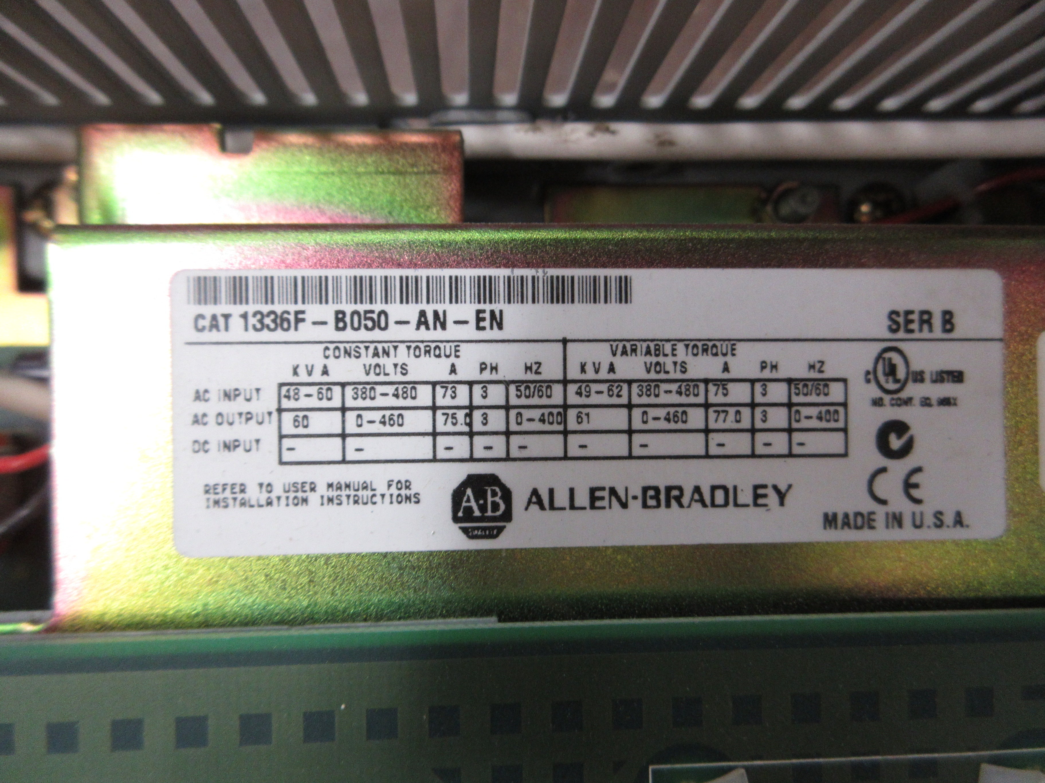 Allen-Bradley 1336 Plus II AC Drive 1336F-B050-AN-EN 50HP 3Ph Used