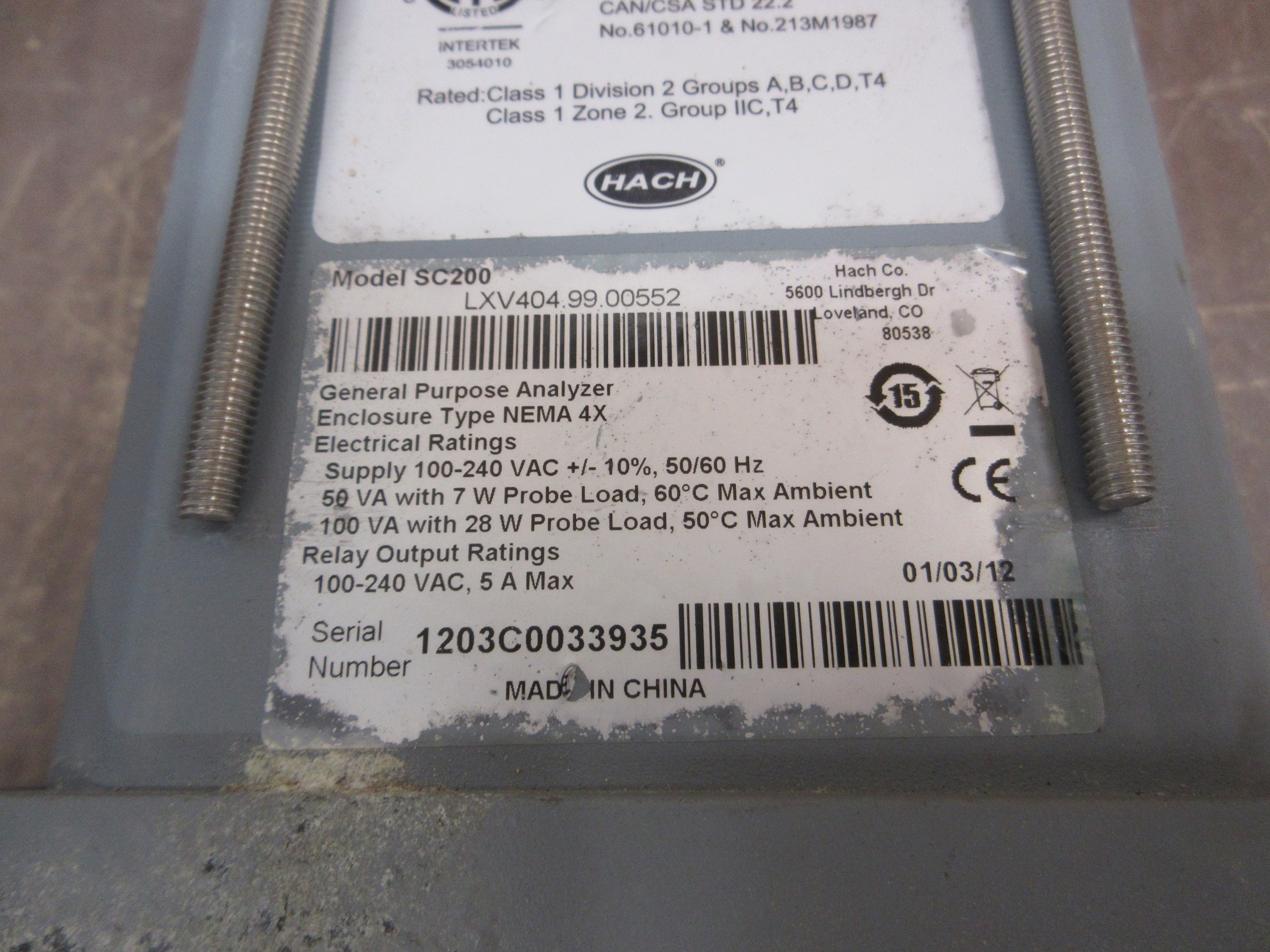 Hach SC200 General Purpose Analyzer LXV404.99.00552 100-240V 50/60Hz Nema 4X
