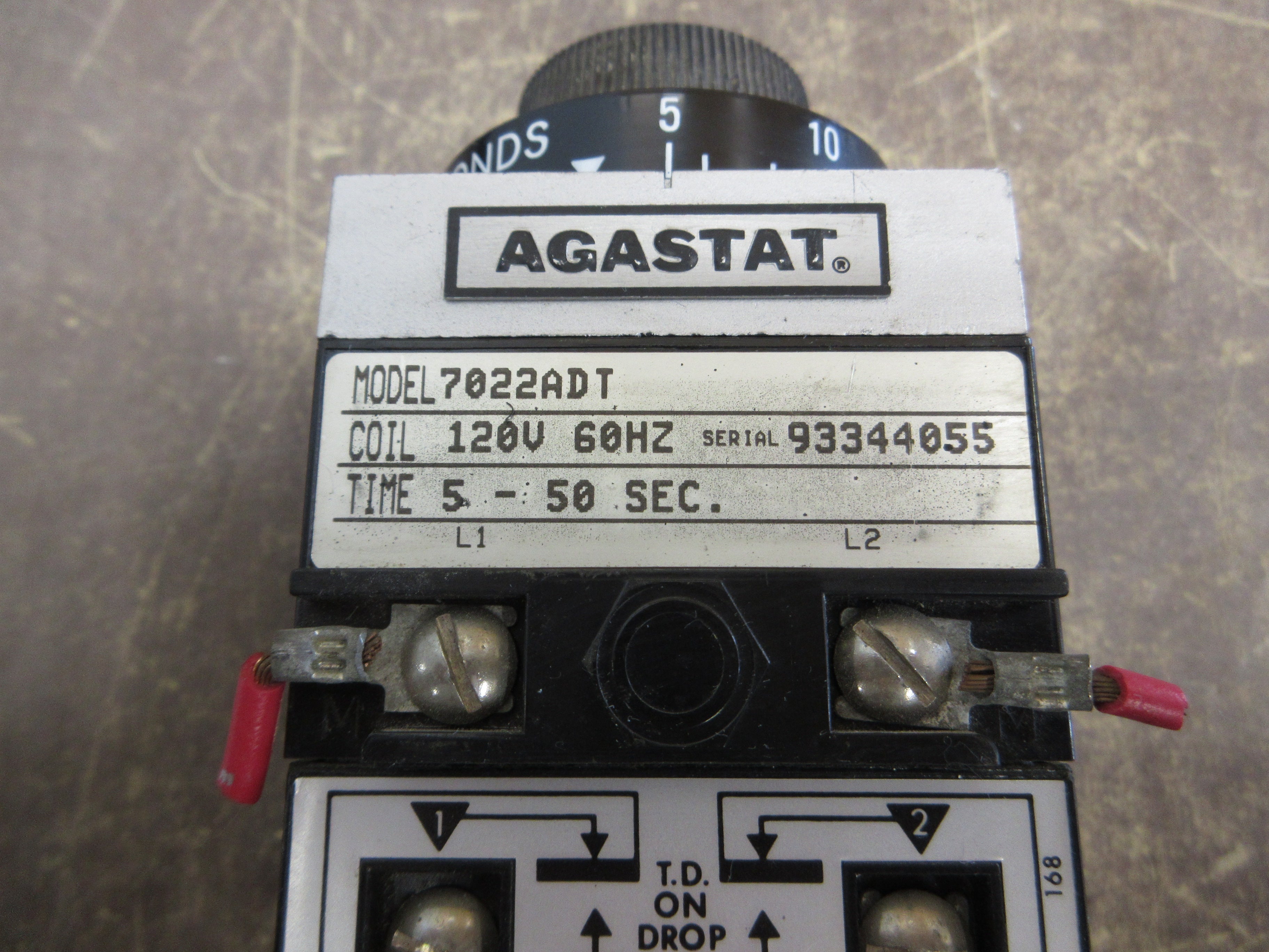 Agastat Timer 7022ADT 120V Coil Time: 5-50 Sec. Used