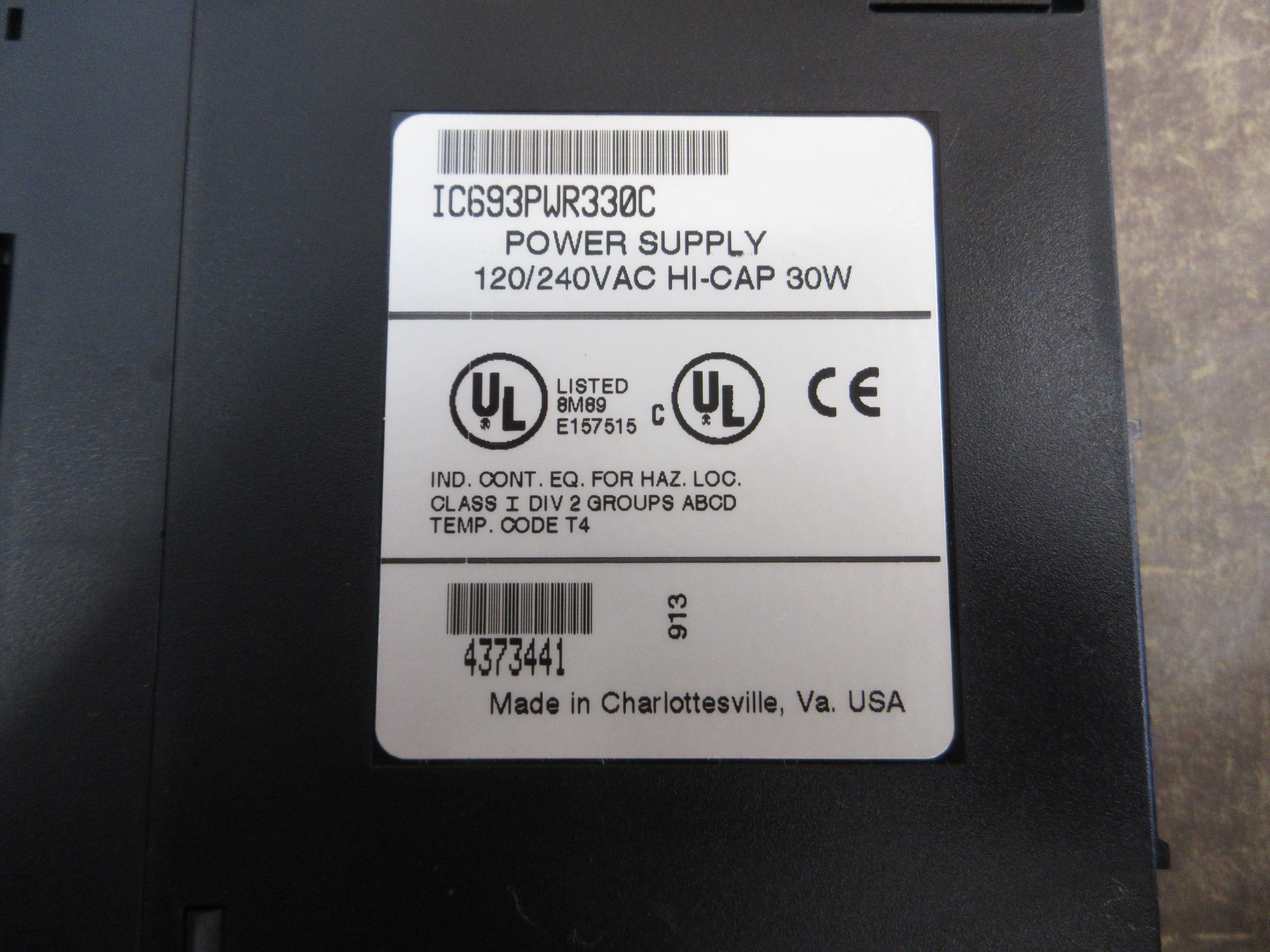 GE Fanuc Power Supply IC693PWR330C 120/240V Hi-Cap 30W Used