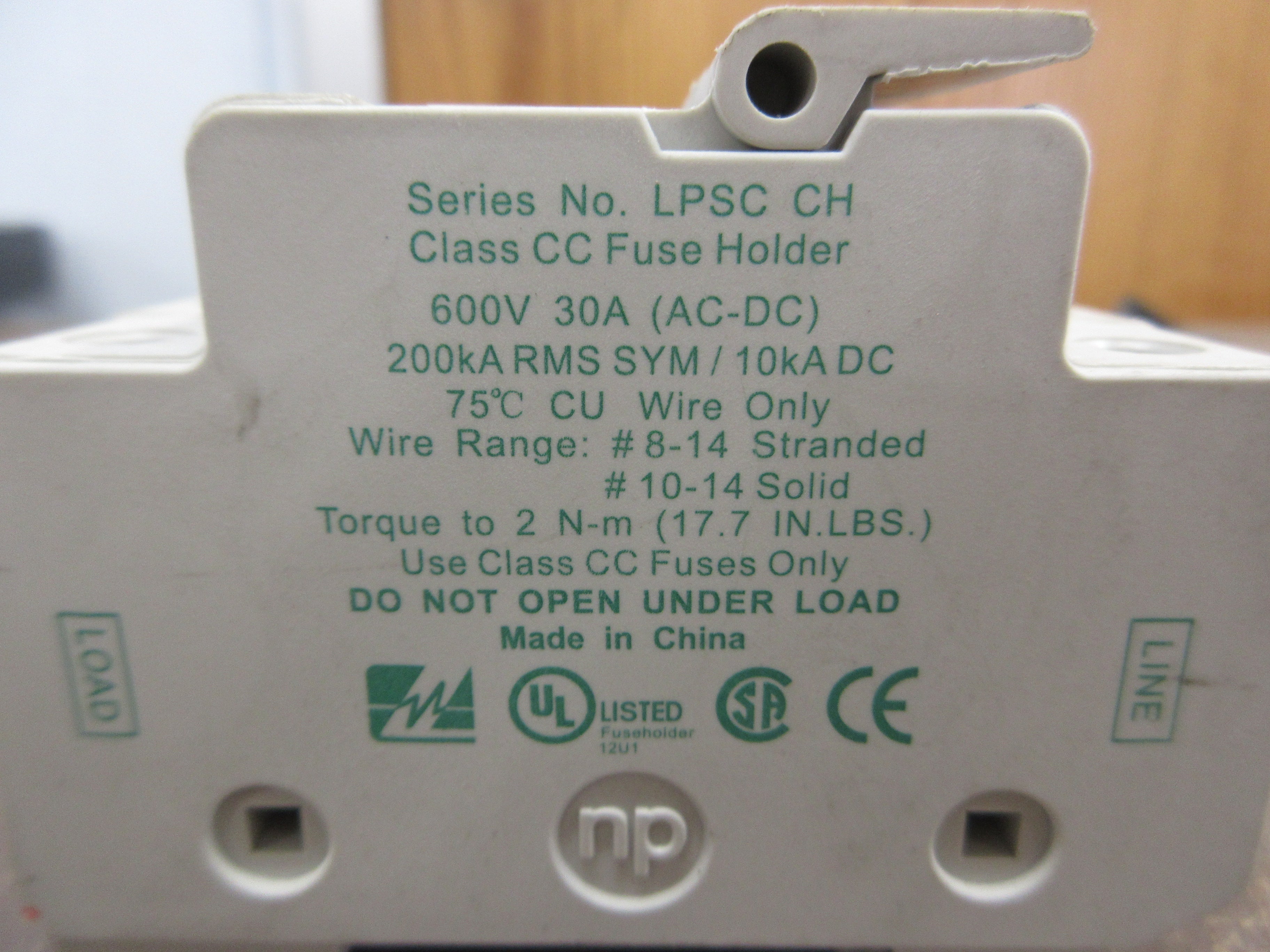 Littelfuse Fuseholder LPSC CH 30A 600V 2P *Lot of 2* Used