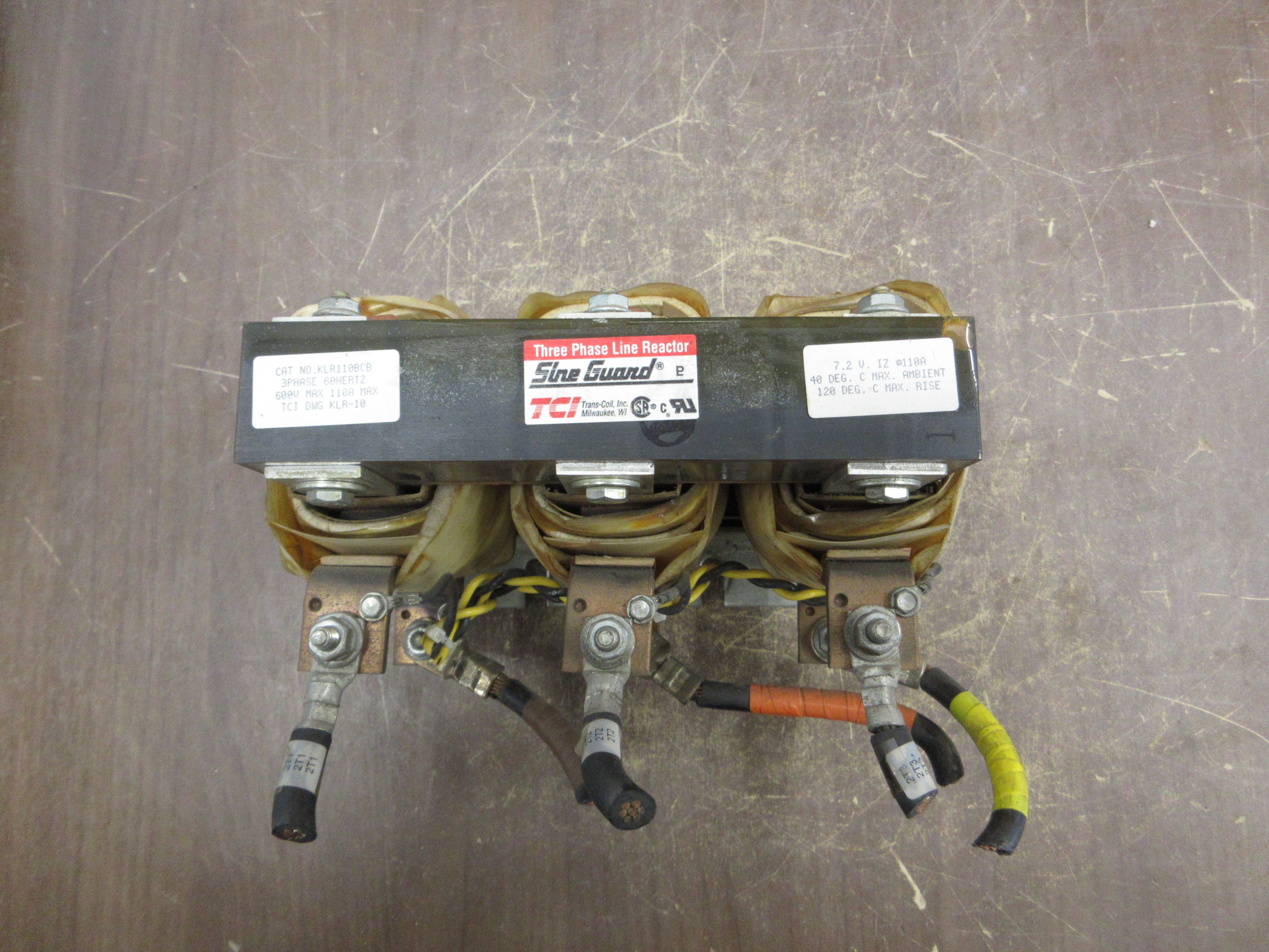 TCI Sine Guard 3Ph Line Reactor KLR110BCB 110A 600V 60Hz Used