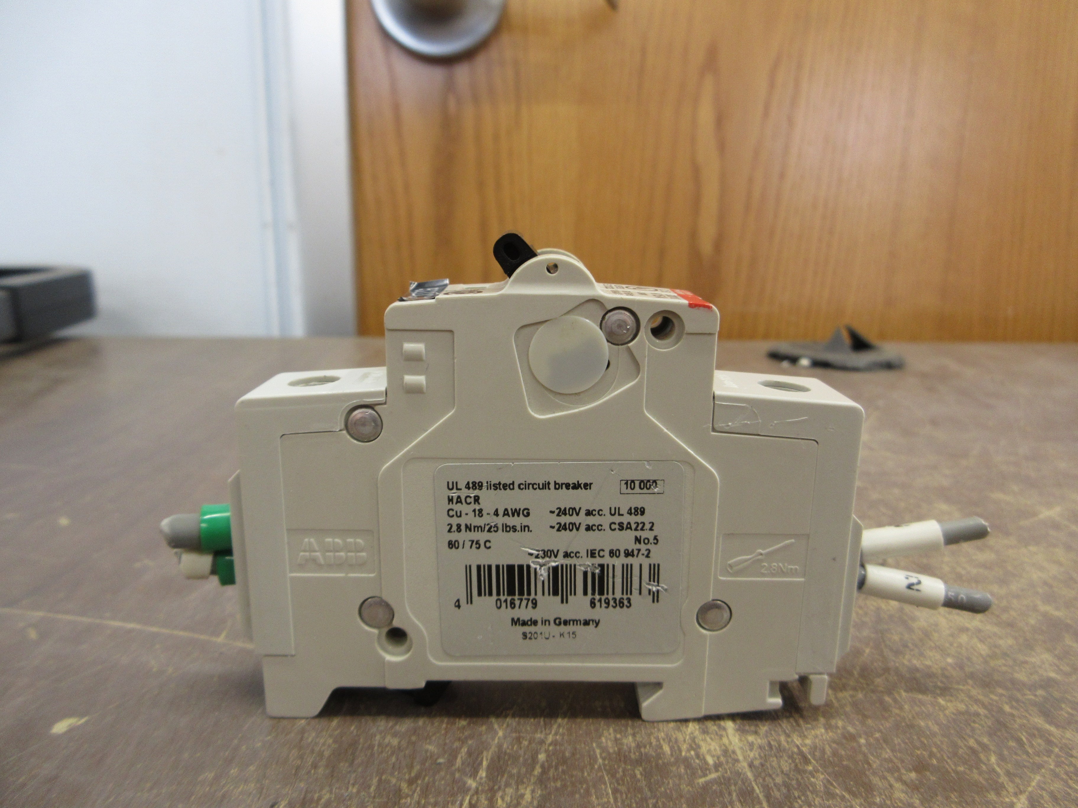 ABB Circuit Breaker S201U-K15 15A 240V 1P Used