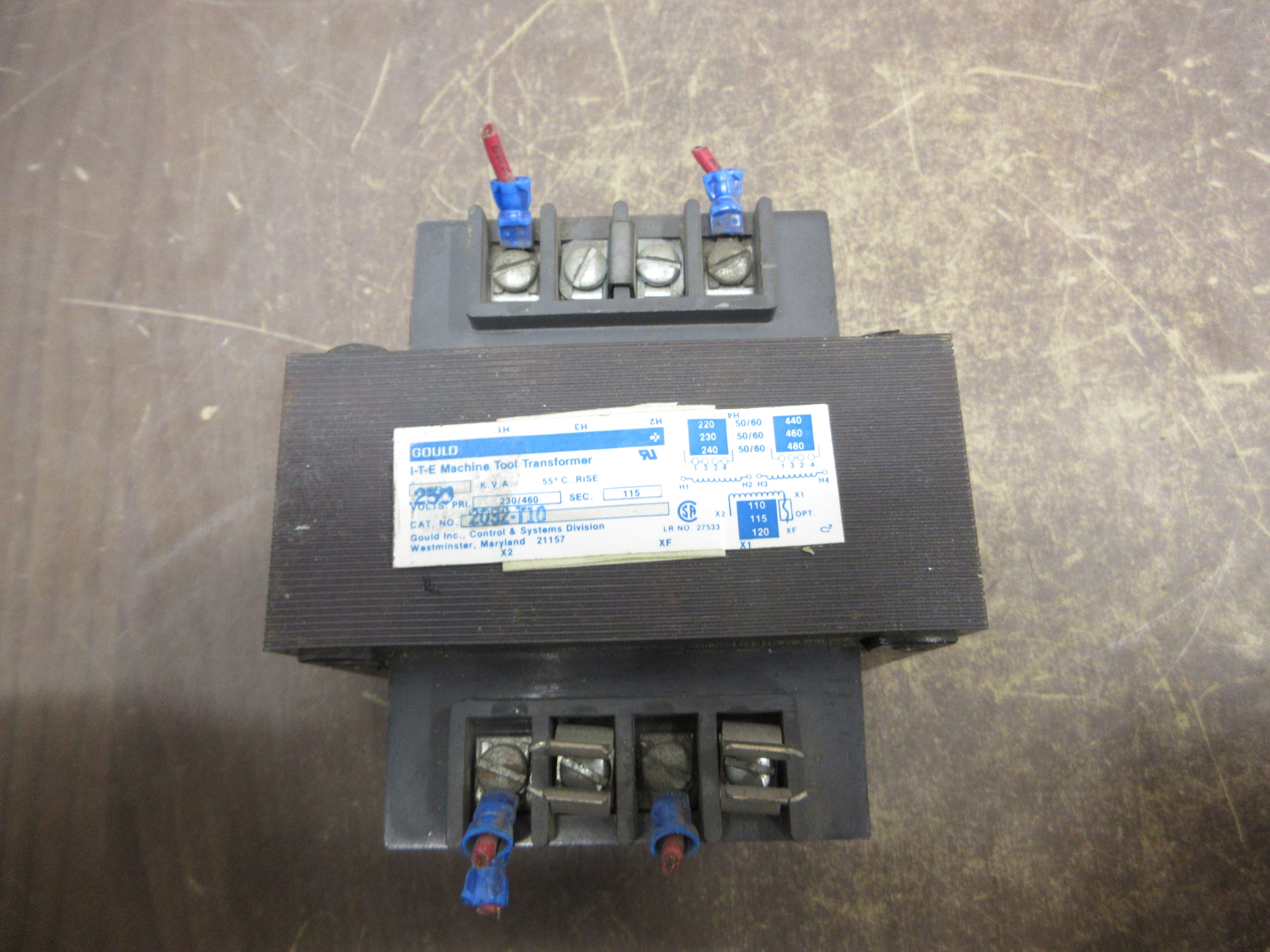 Gould ITE Transformer 2032-T10 0.250 kVA Pri: 230/460V Sec: 115V Used