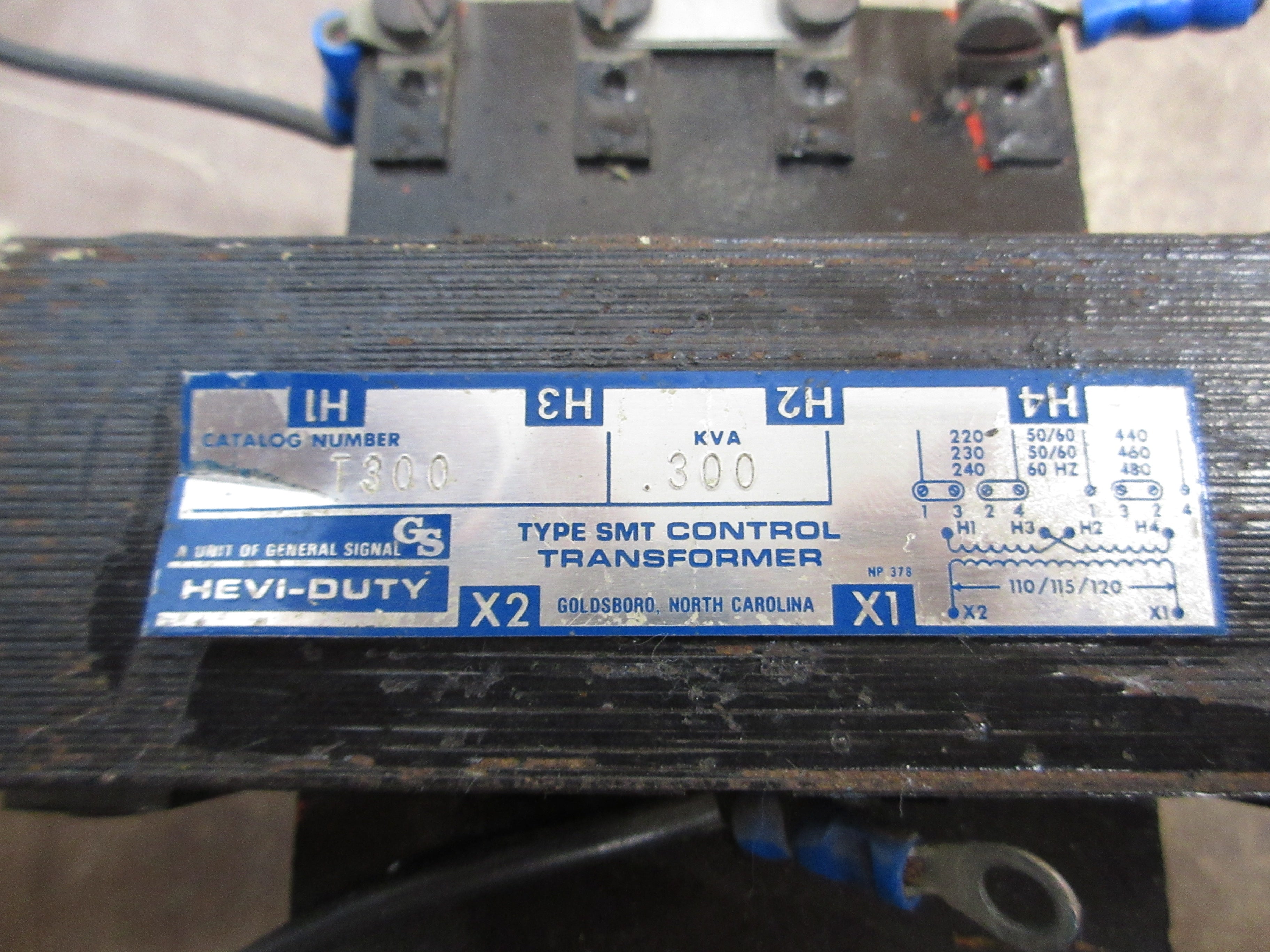 Hevi-Duty Type SMT Control Transformer T300 0.300kVA Pri: 240/480V Sec: 120V