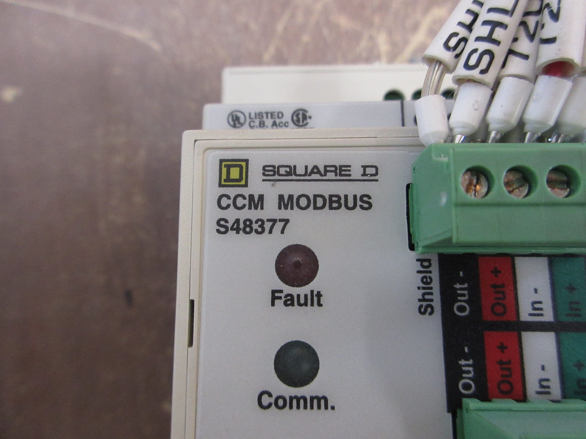 Square D CCM Modbus Module S48377 *(2) Broken Clip* *Broken DIN Rail Mount* Used