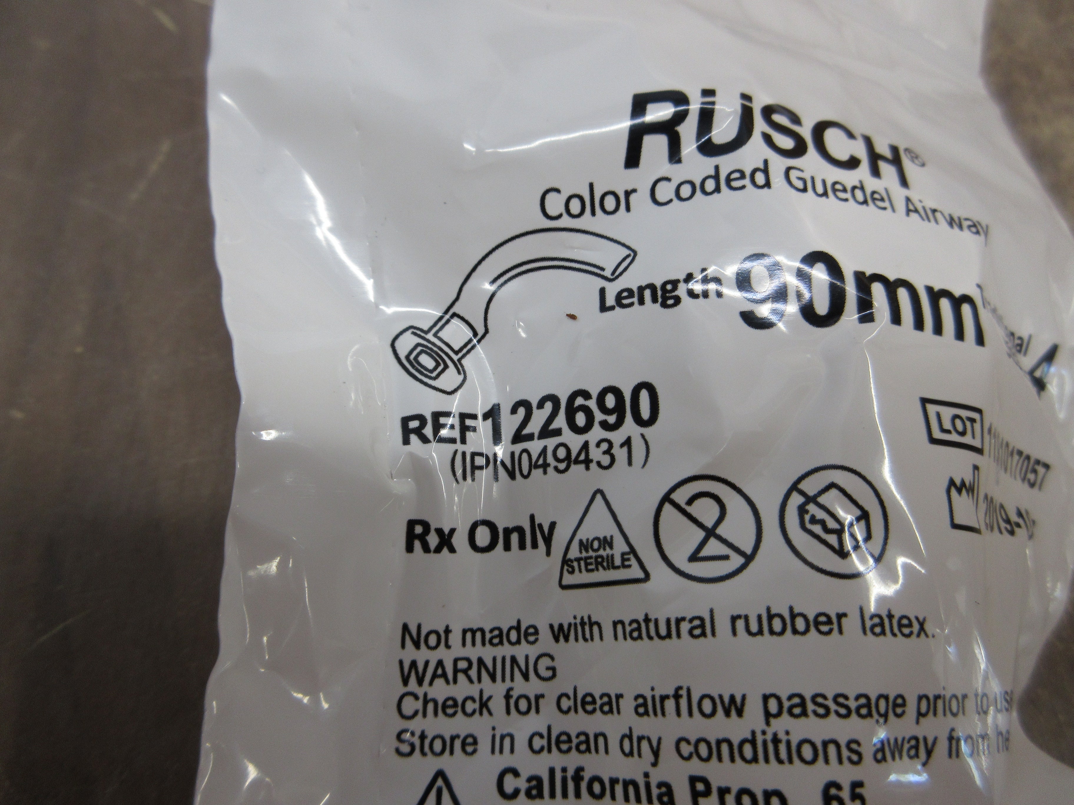 Teleflex Rusch Color Coded Guedel Airway 122690 Size 4 90mm *Box of 50*