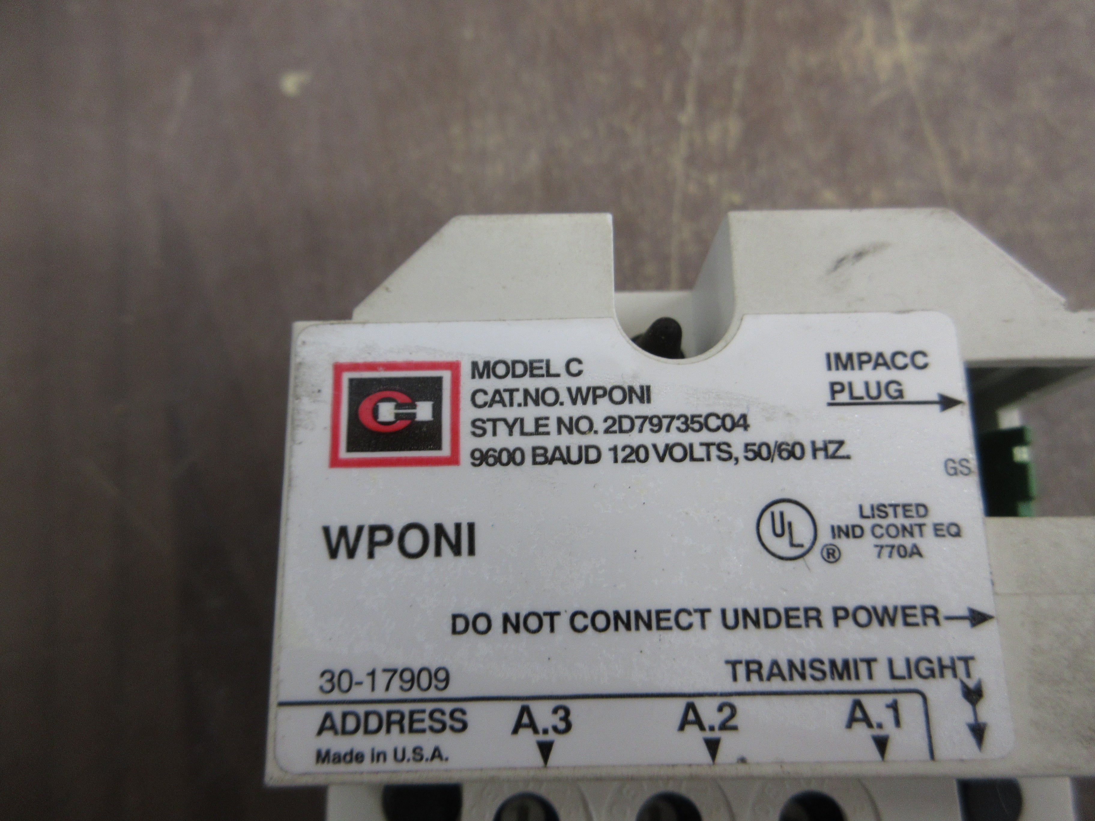 Cutler-Hammer WPONI Module 2D79735C04 Model C 9600 BAUD 120V 50/60Hz *Cut Cord*