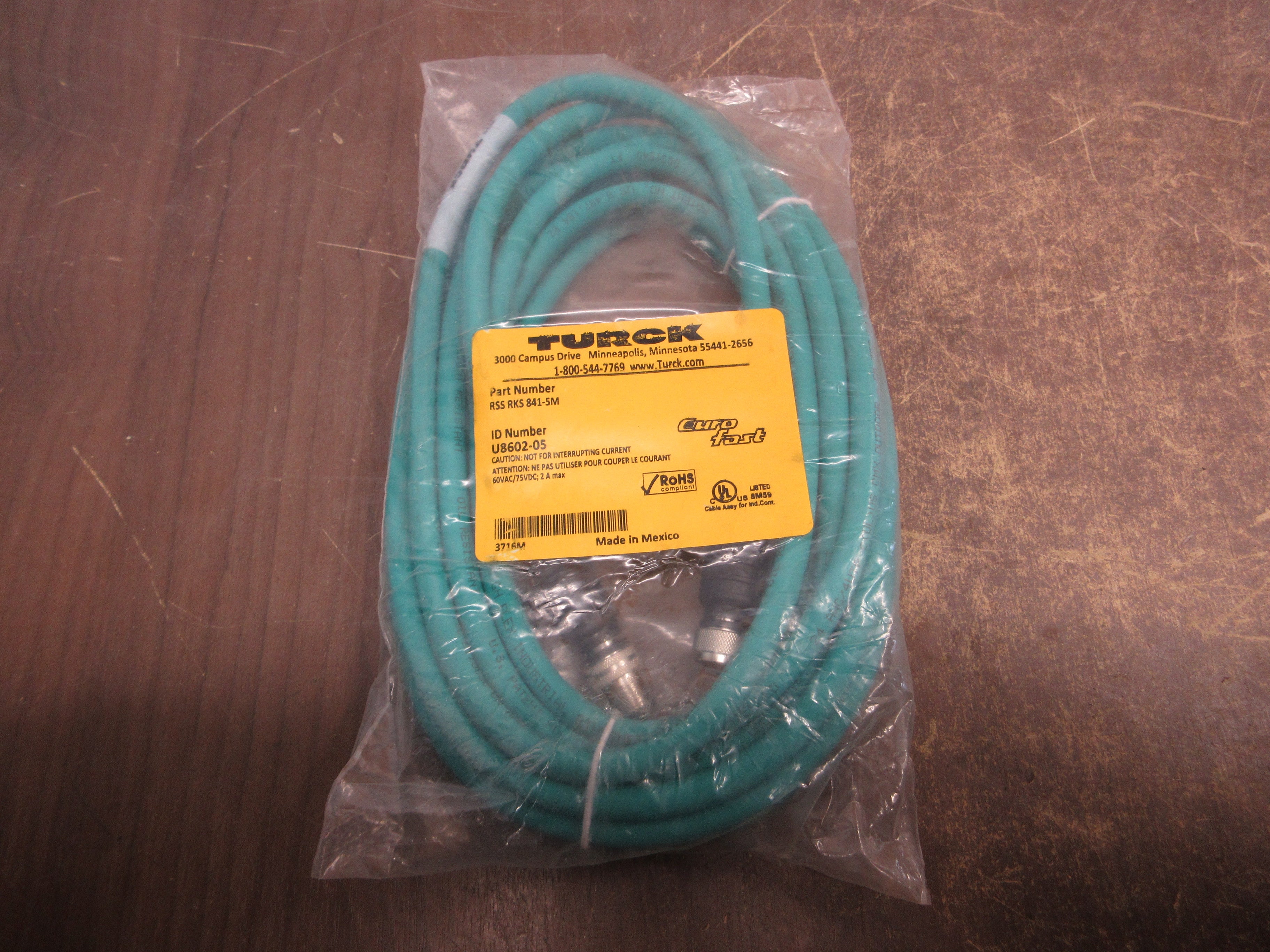 Turck Euro Fast Cordset RSS RKS 841-5M New Surplus