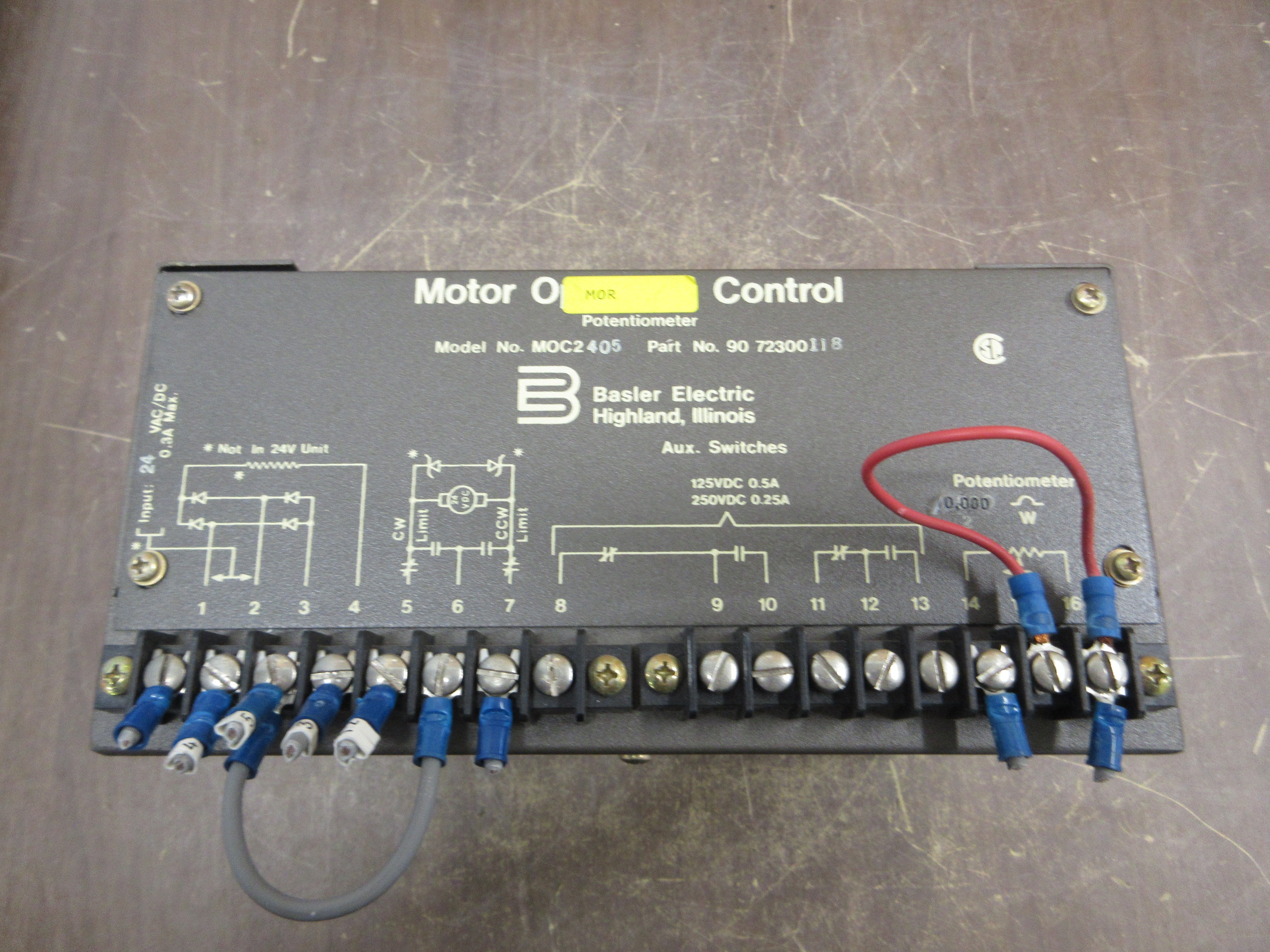 Basler Electric MOC2405 Motor Operated Control / Potentiometer 9072300118 Used