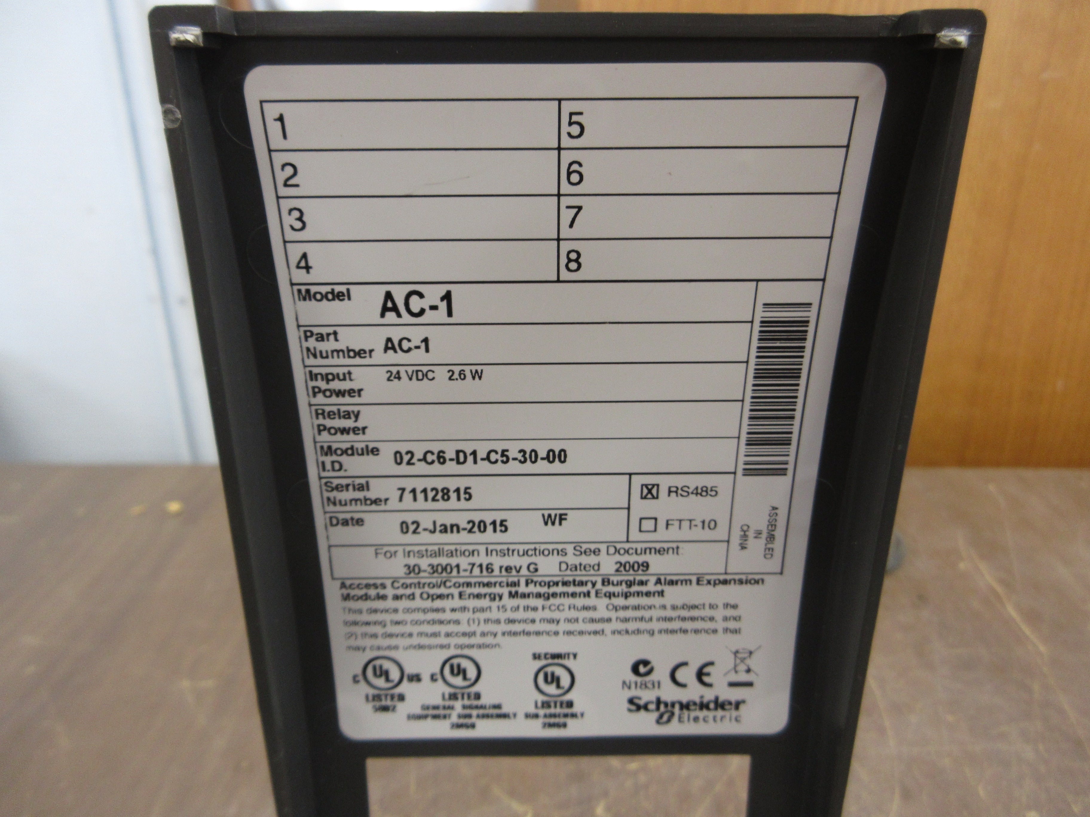 Schneider Electric Access Control Module AC-1 24VDC 2.6W Used