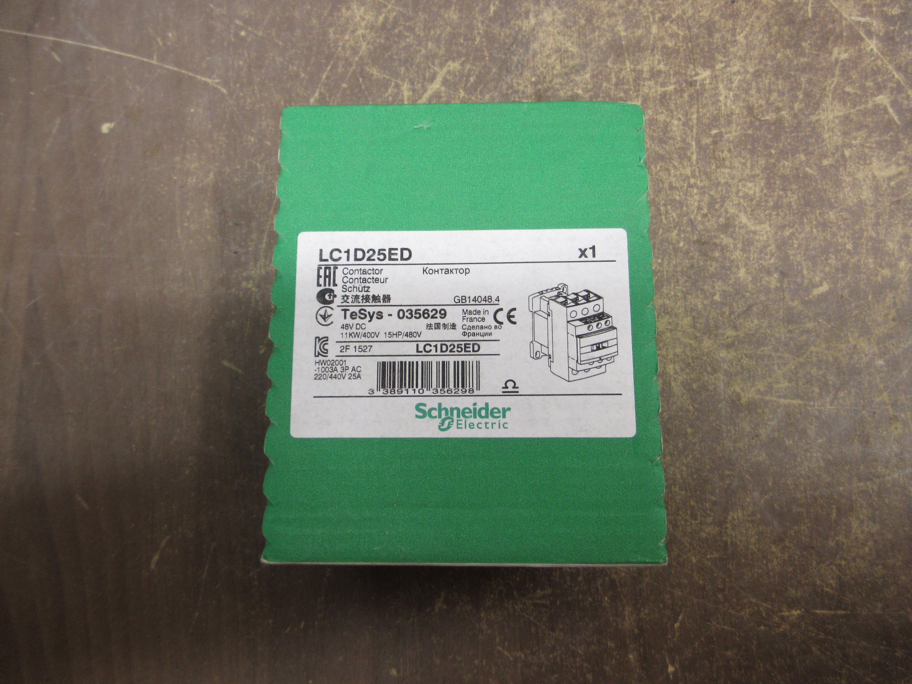 Schneider Electric Contactor LC1D25ED 48VDC Coil New Surplus