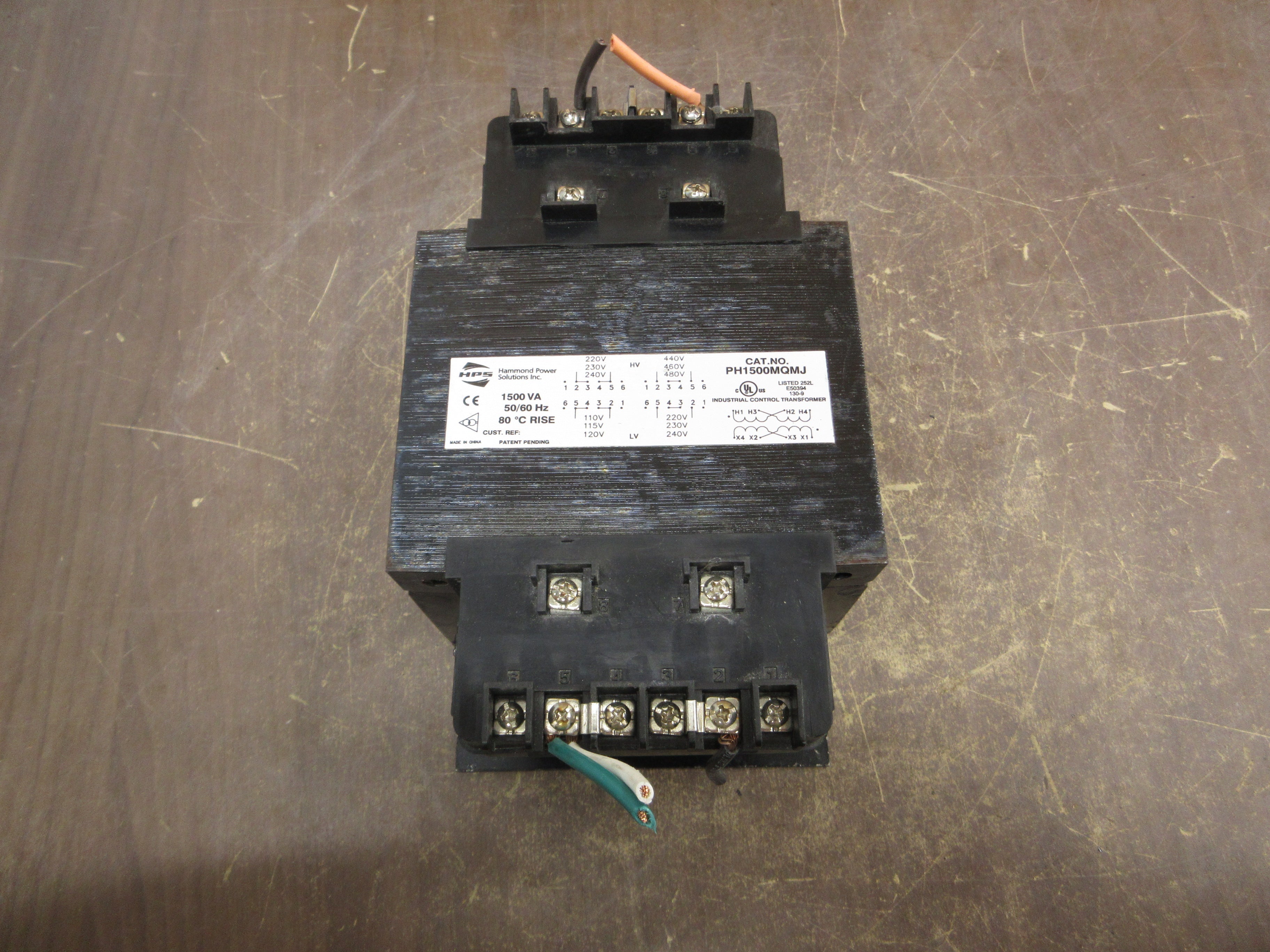 Hammond Control Transformer PH1500MQMJ 1500VA Pri: 240/480V Sec: 120/240V Used