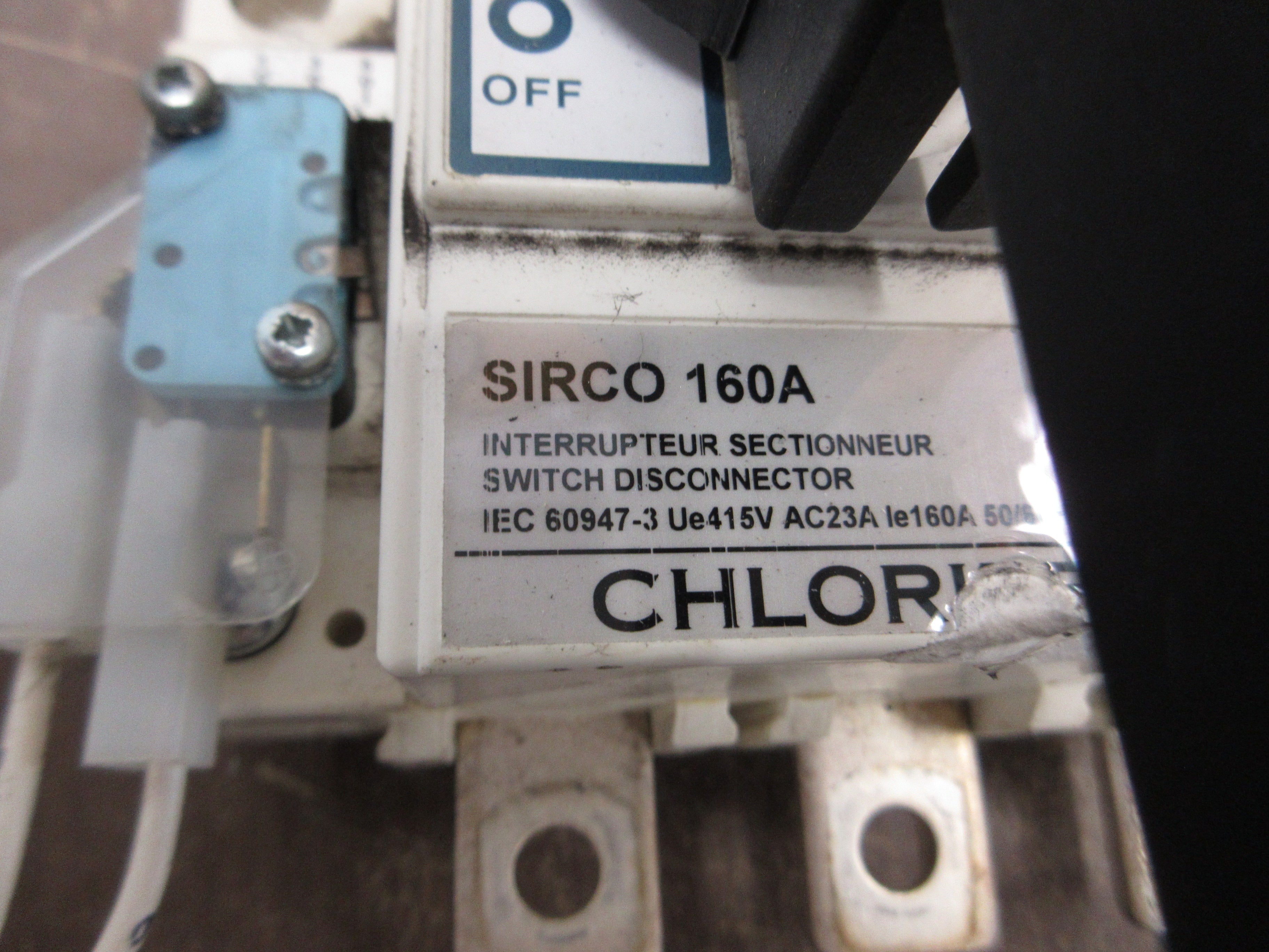 Chloride Disconnect Switch SIRCO 160A 415V 160A 50/60Hz *Chipped Front* Used