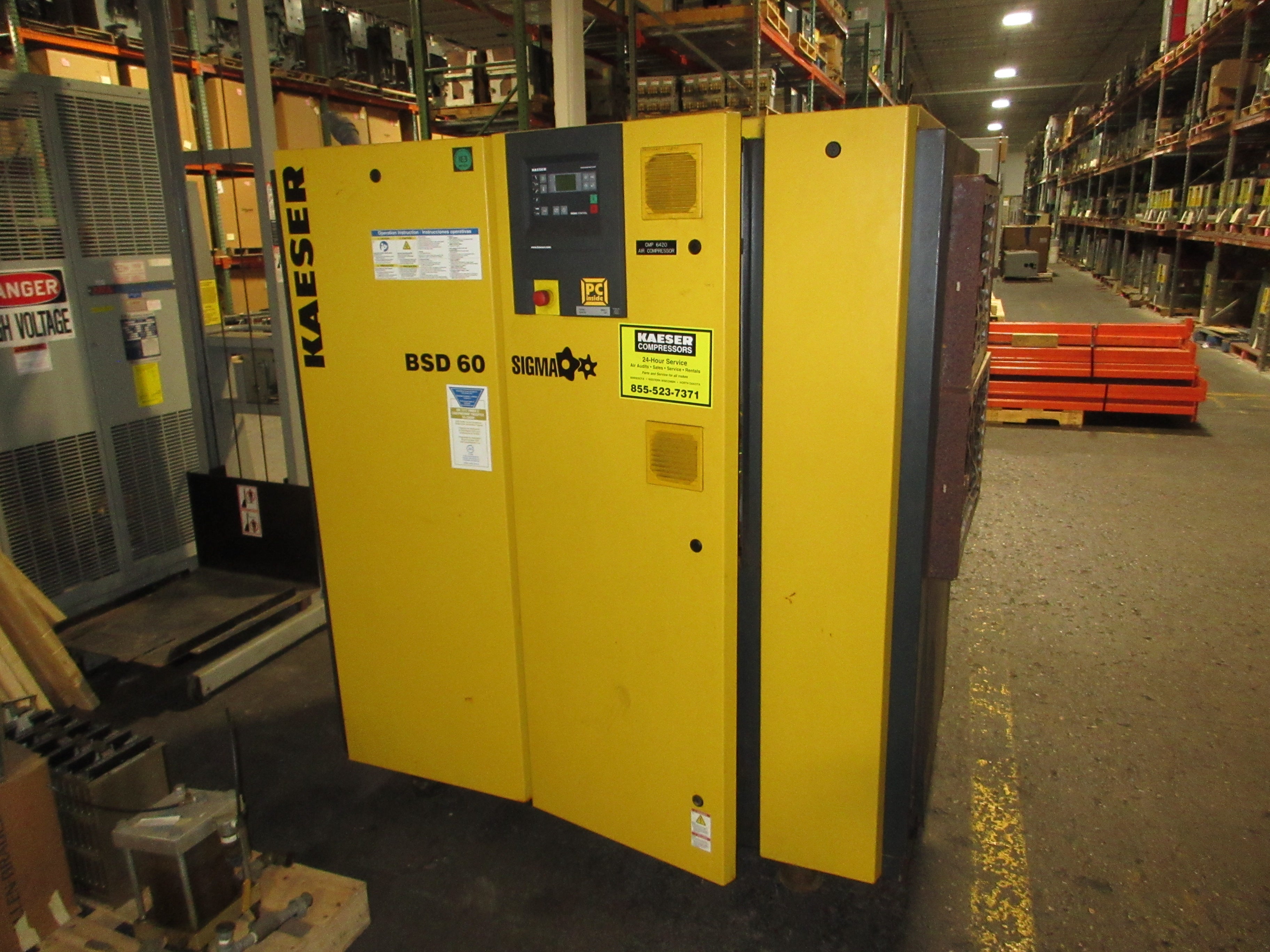 Kaeser Sigma Rotary Screw Air Compressor BSD 60 60HP 288 cfm 460Y/266V 3Ph Used