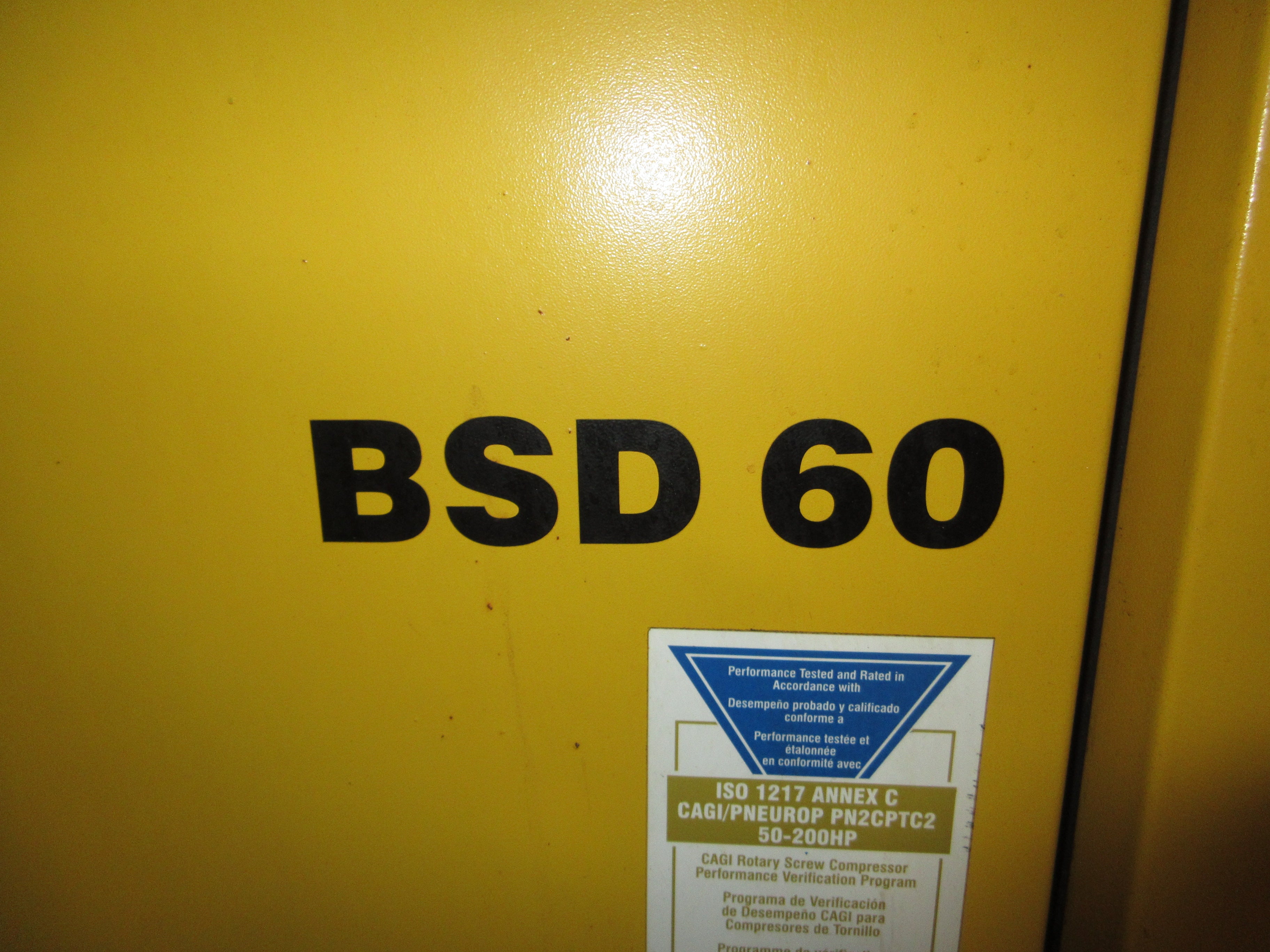 Kaeser Sigma Rotary Screw Air Compressor BSD 60 60HP 288 cfm 460Y/266V 3Ph Used