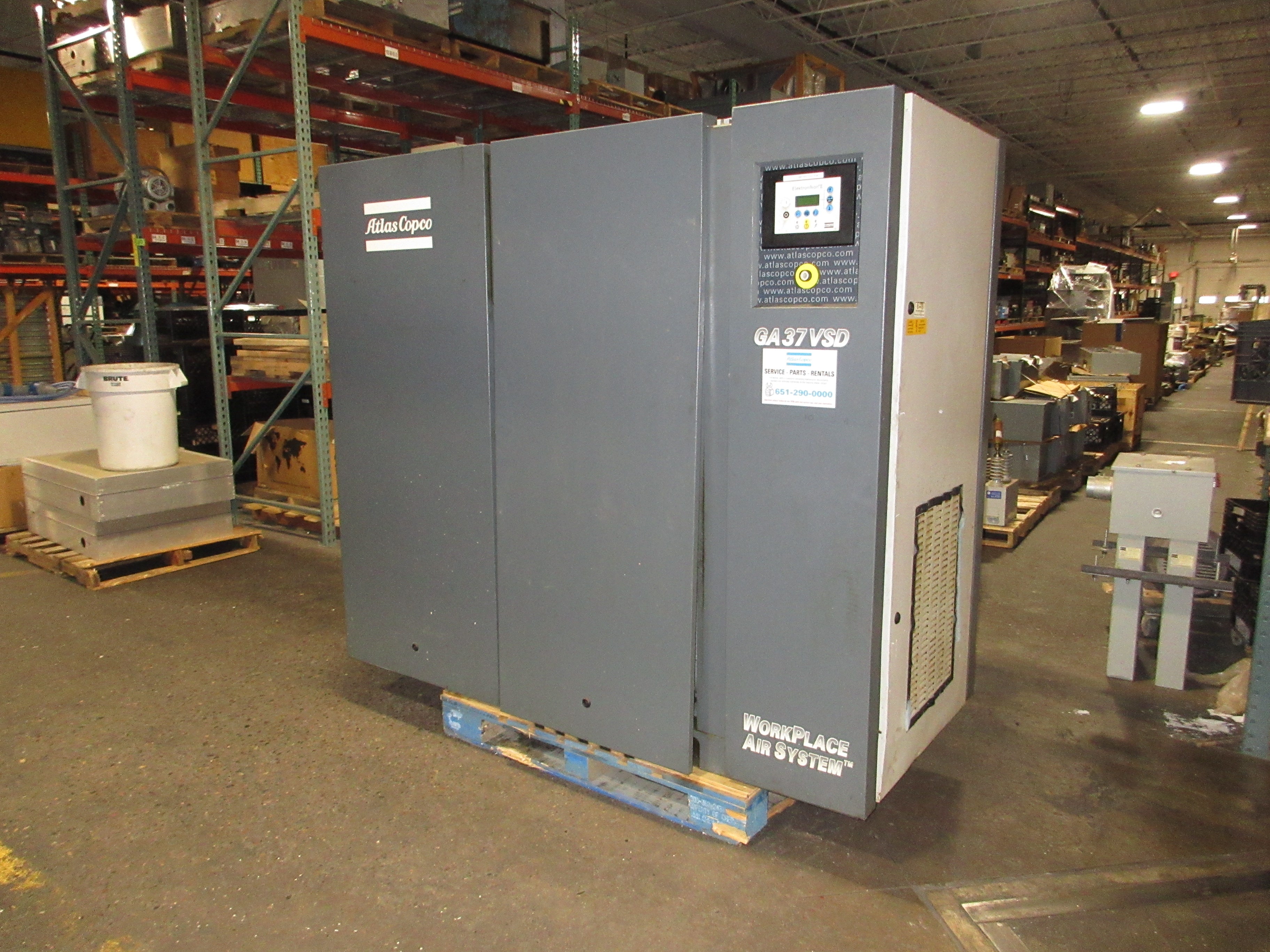 Atlas Copco WorkPlace Air System Rotary Screw Air Compressor GA37VSD 50HP Used