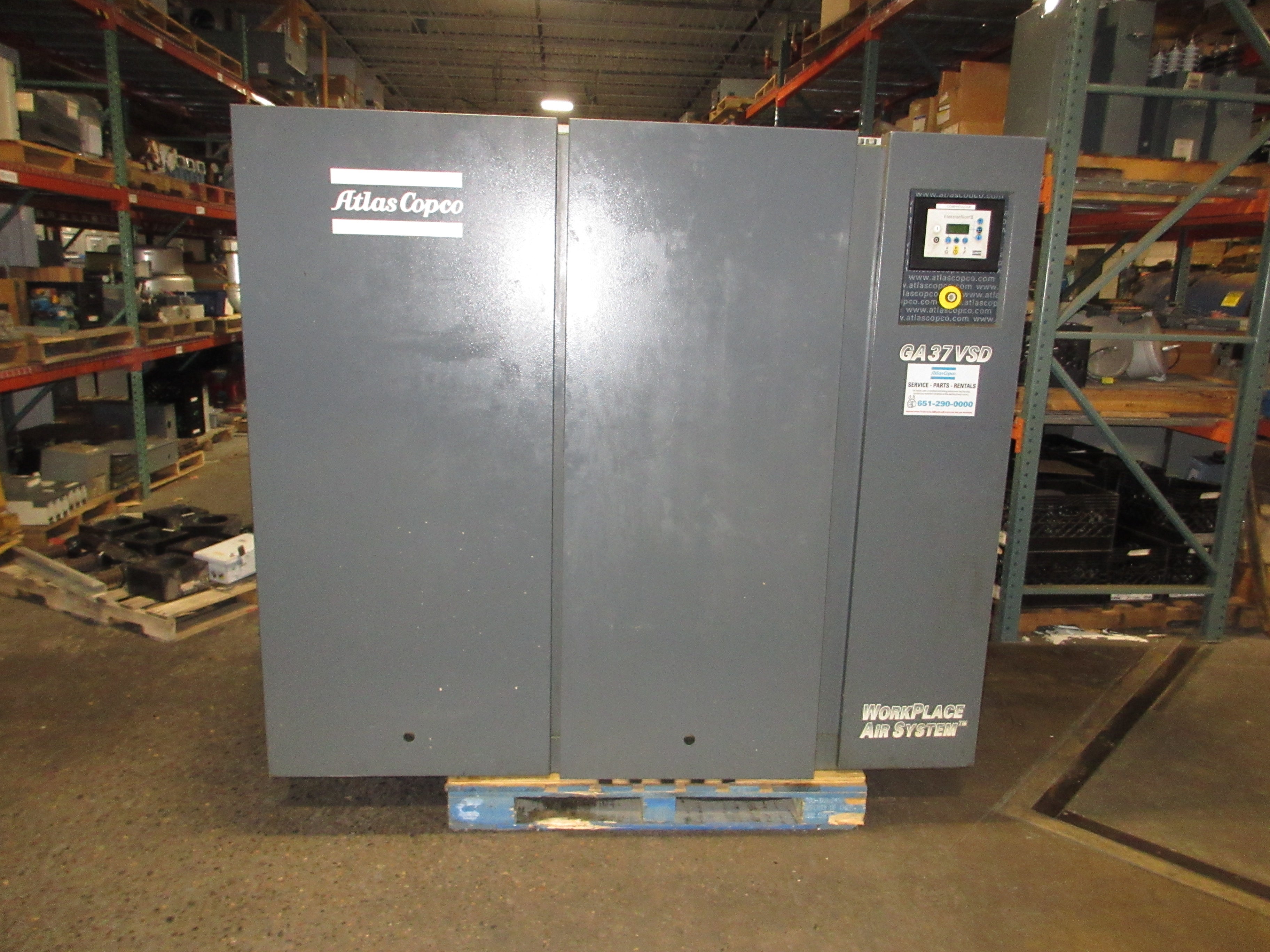 Atlas Copco WorkPlace Air System Rotary Screw Air Compressor GA37VSD 50HP Used