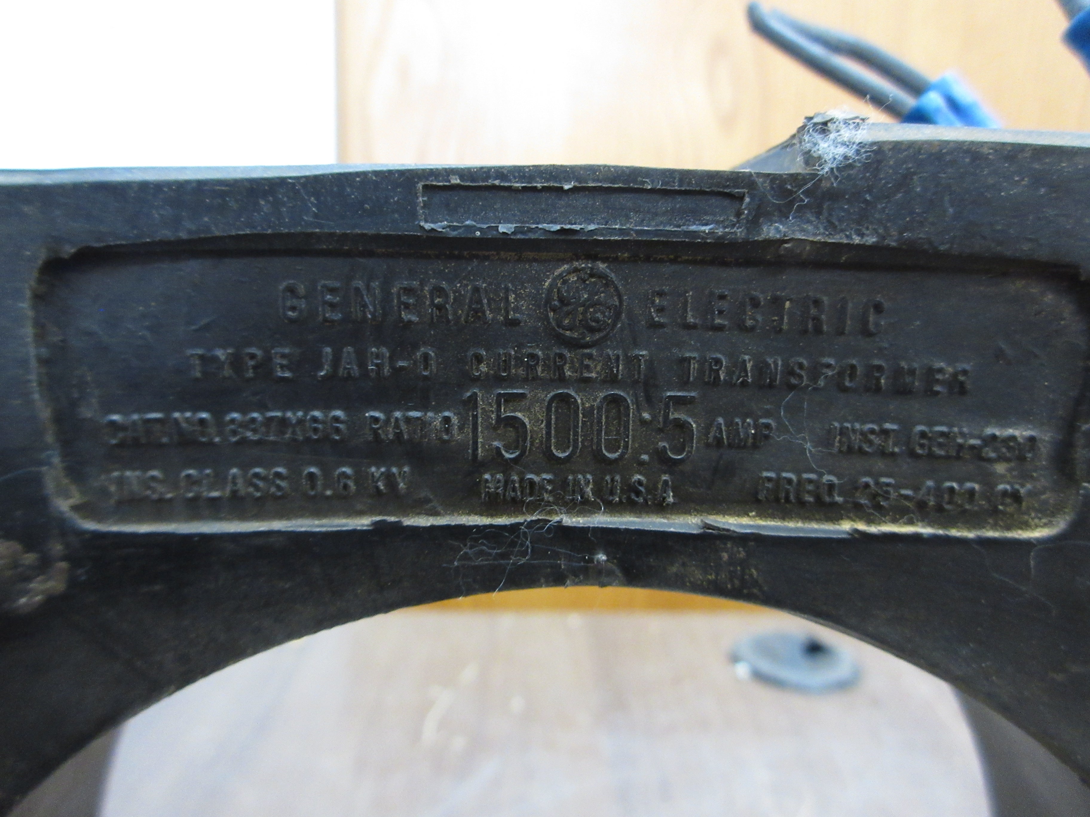 GE Type JAH-0 Current Transformer 837X66 Ratio 1500:5A 600V 25-400Hz Used