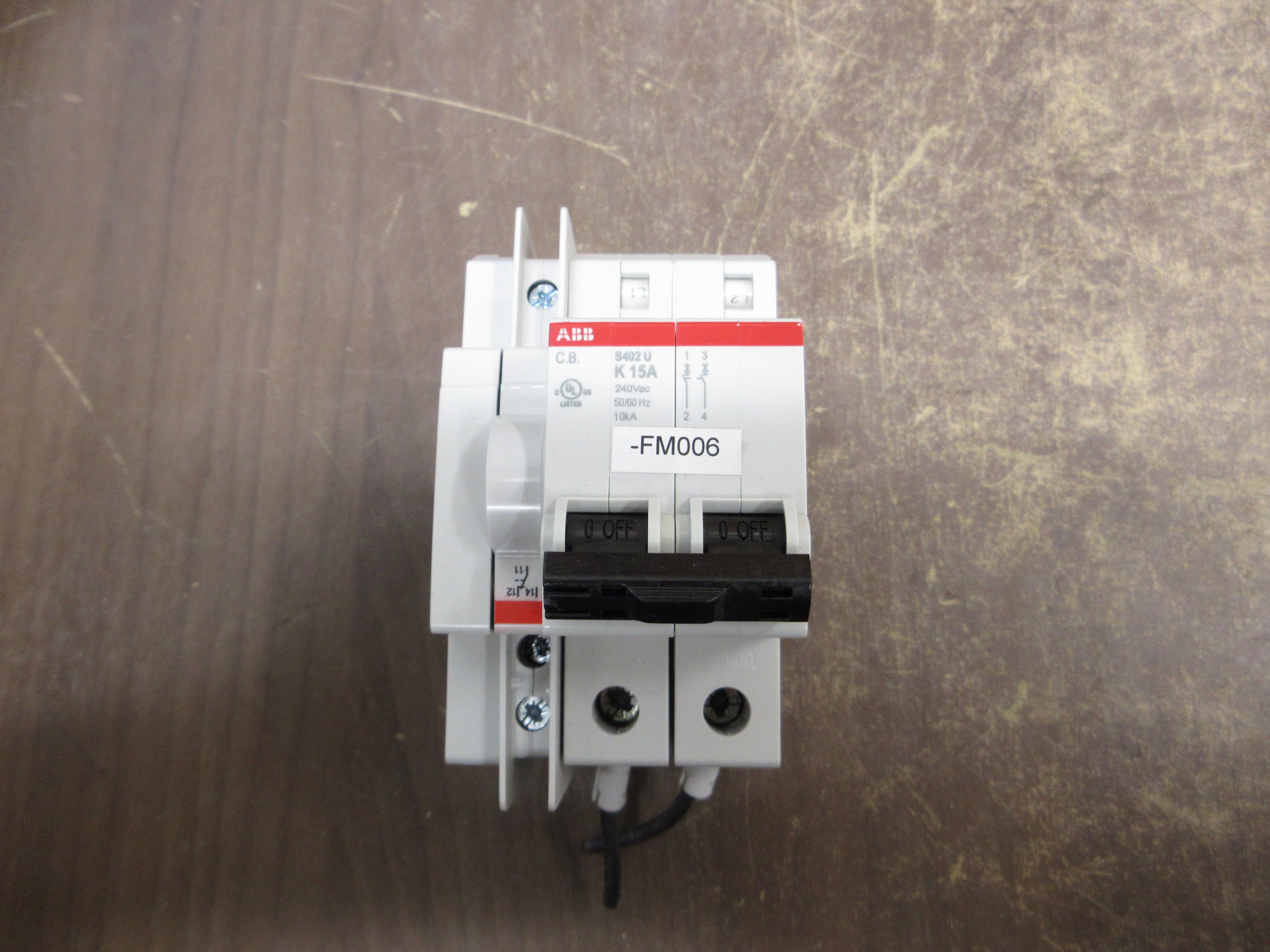 ABB Circuit Breaker S402U-K15 15A 240V 2P w/ Aux Used