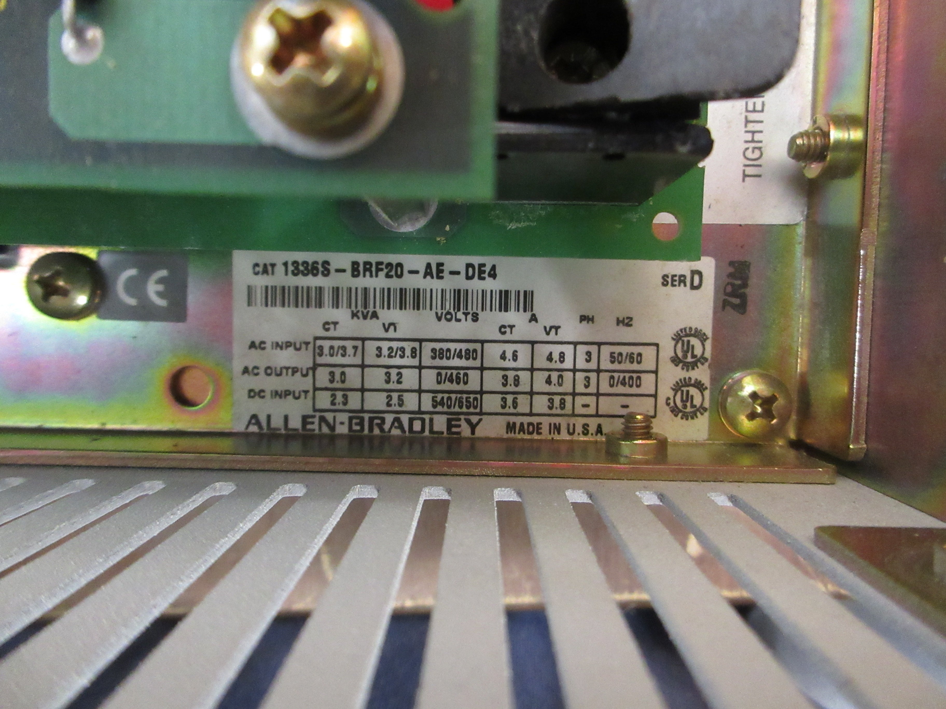 Allen-Bradley 1336 Plus AC Drive 1336S-BRF20-AE-DE4 Ser. D 2HP Used