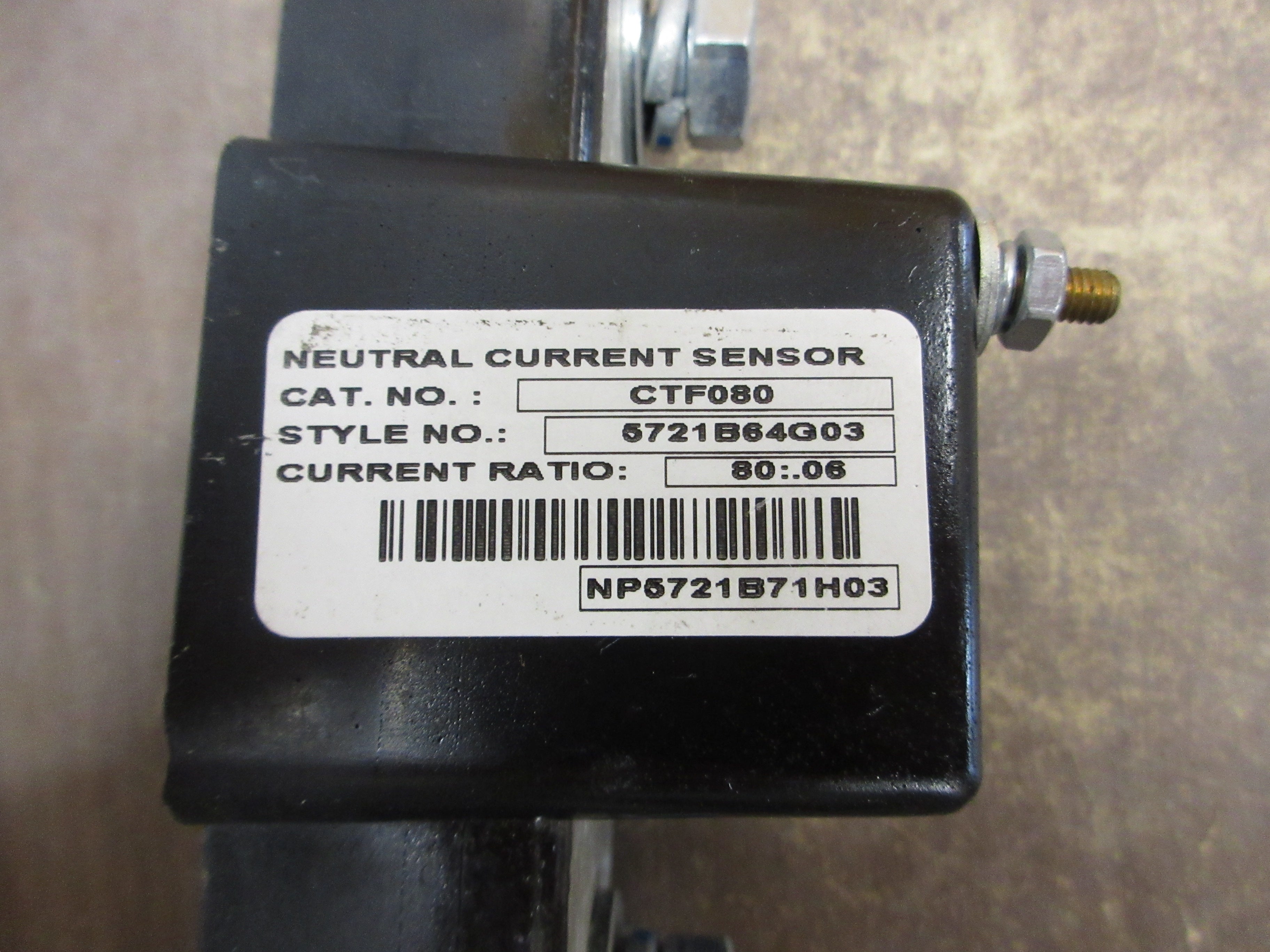 Eaton Neutral Current Sensor CTF080 Style: 5721B64G03 Ratio 80:0.06A Used