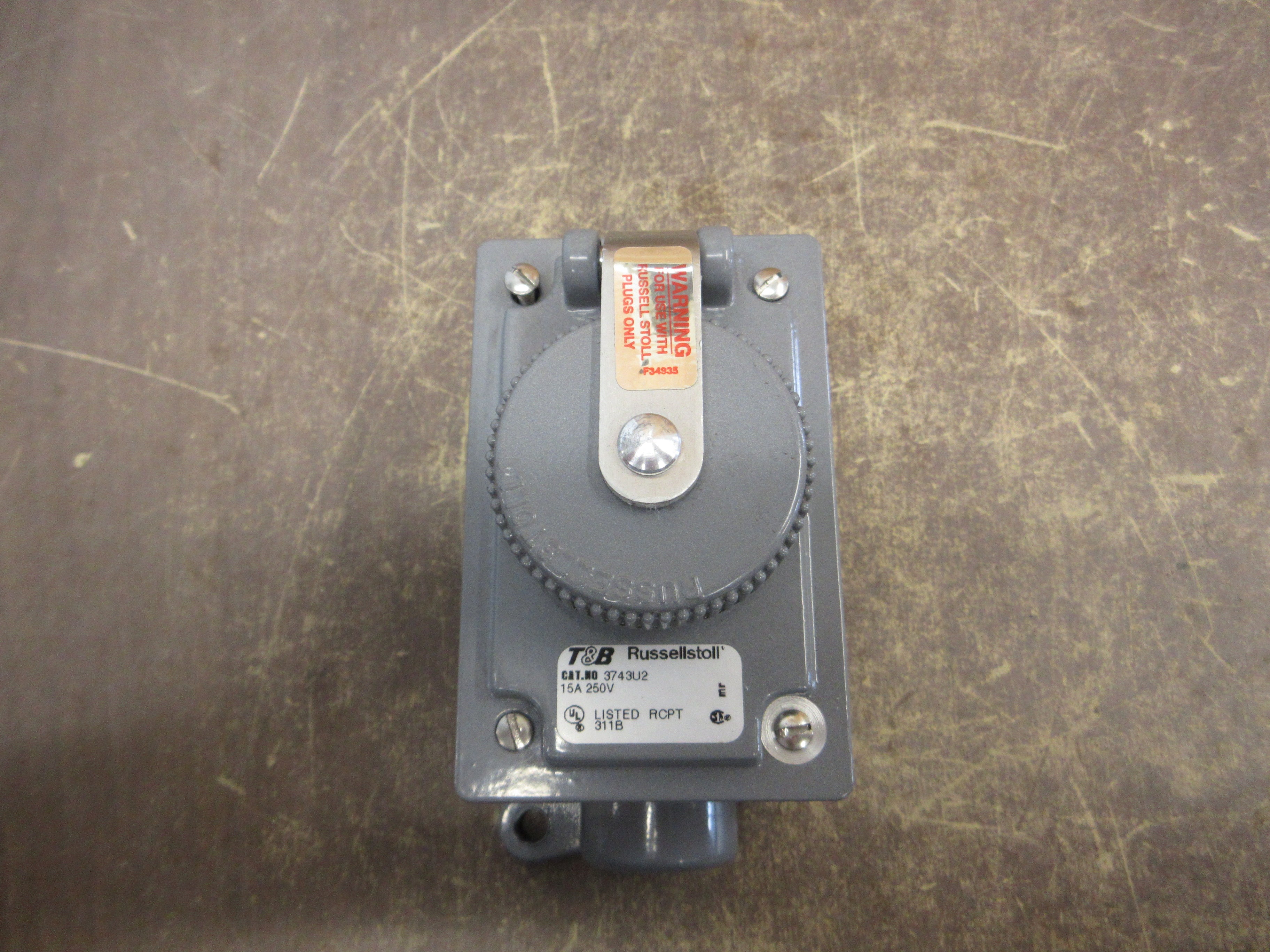 RusselStoll Receptacle w/ Base 3743U2 15A 250V Used