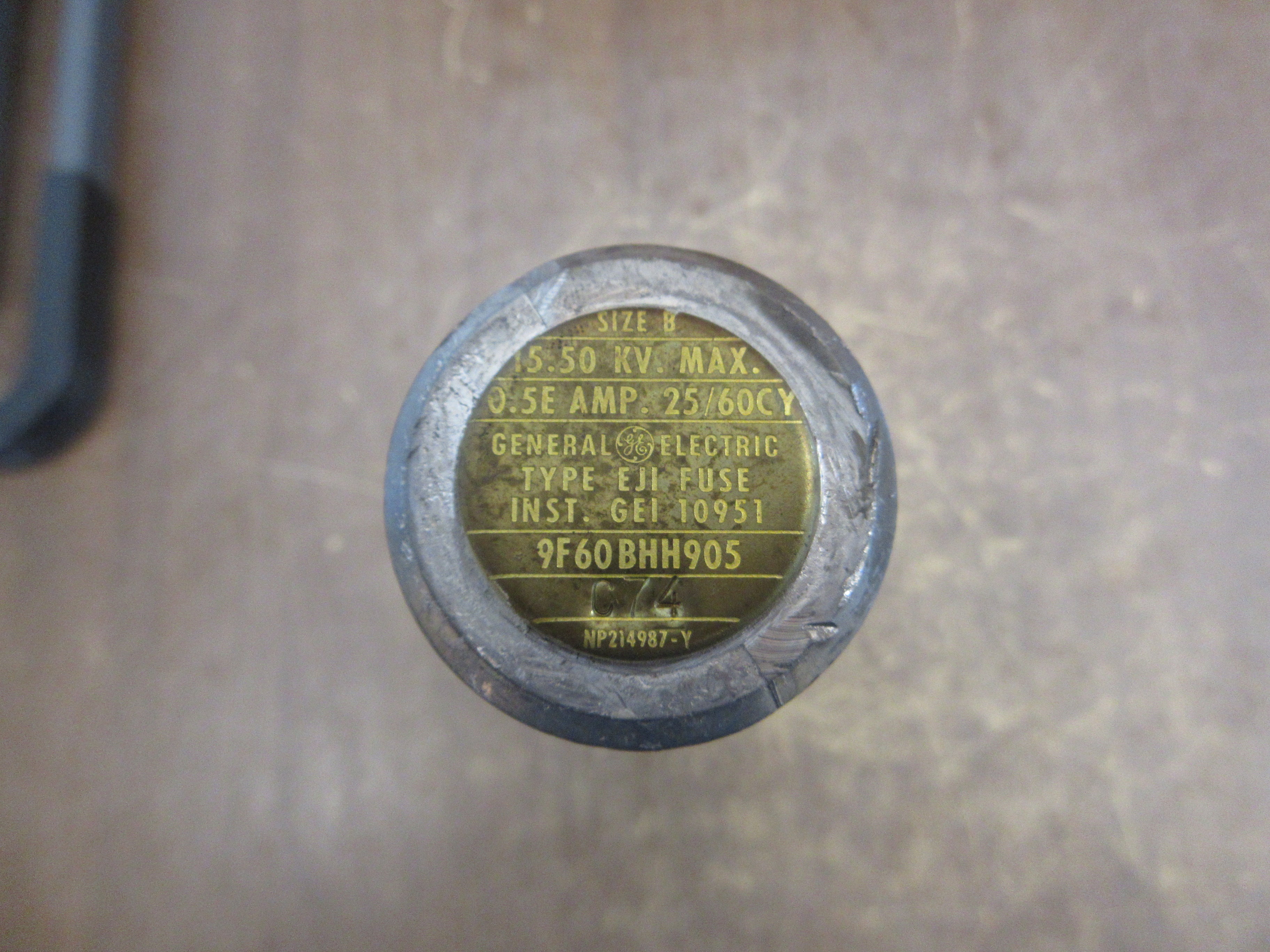 GE Type EJ-1 Fuse 9F60BHH905 0.5E 15.5kV 25/60Hz Used