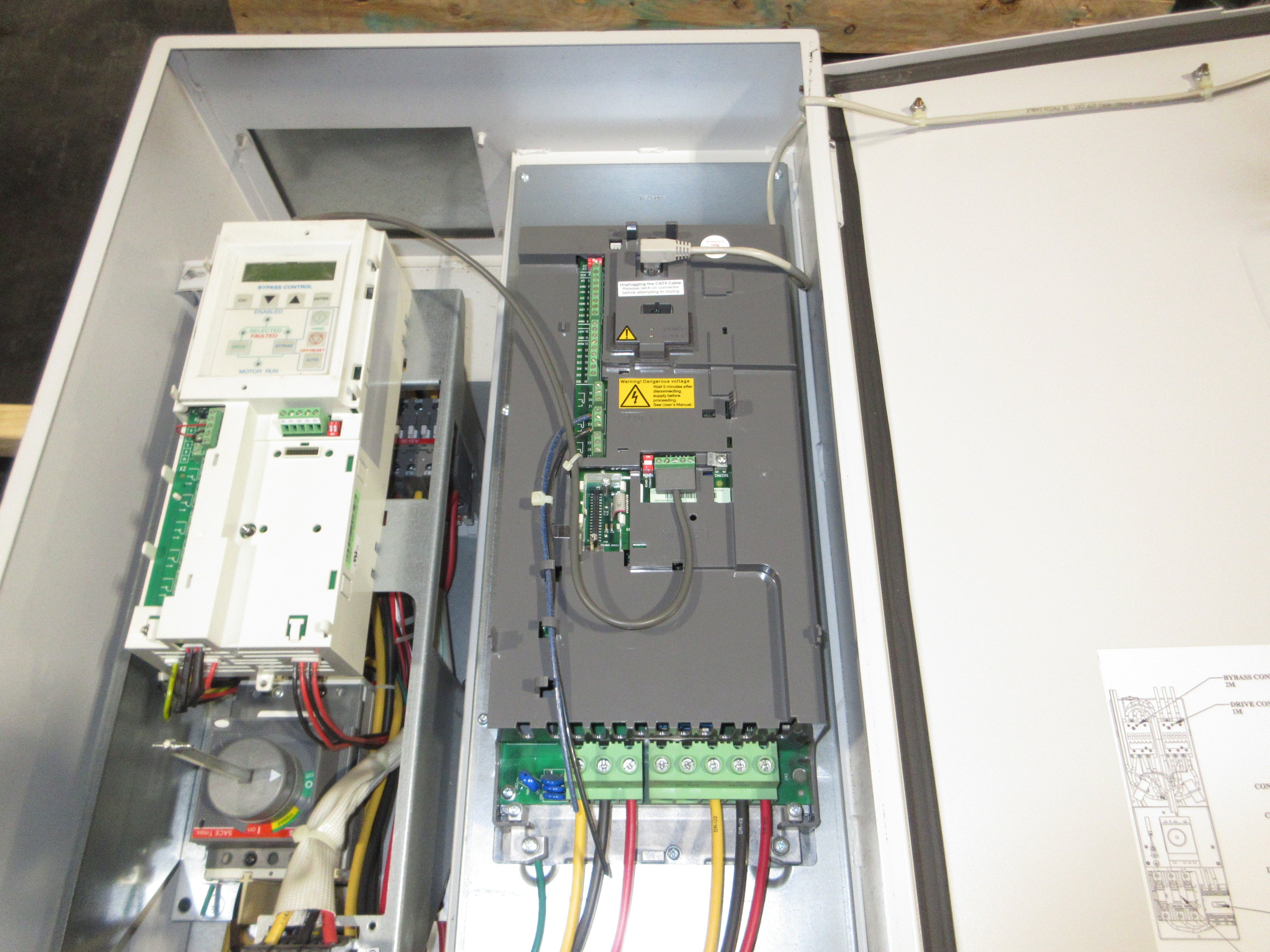 ABB ACH550 AC Drive w/ Bypass ACH550-BCR-031A-4+F267 20HP 3Ph w/ Keypad Used