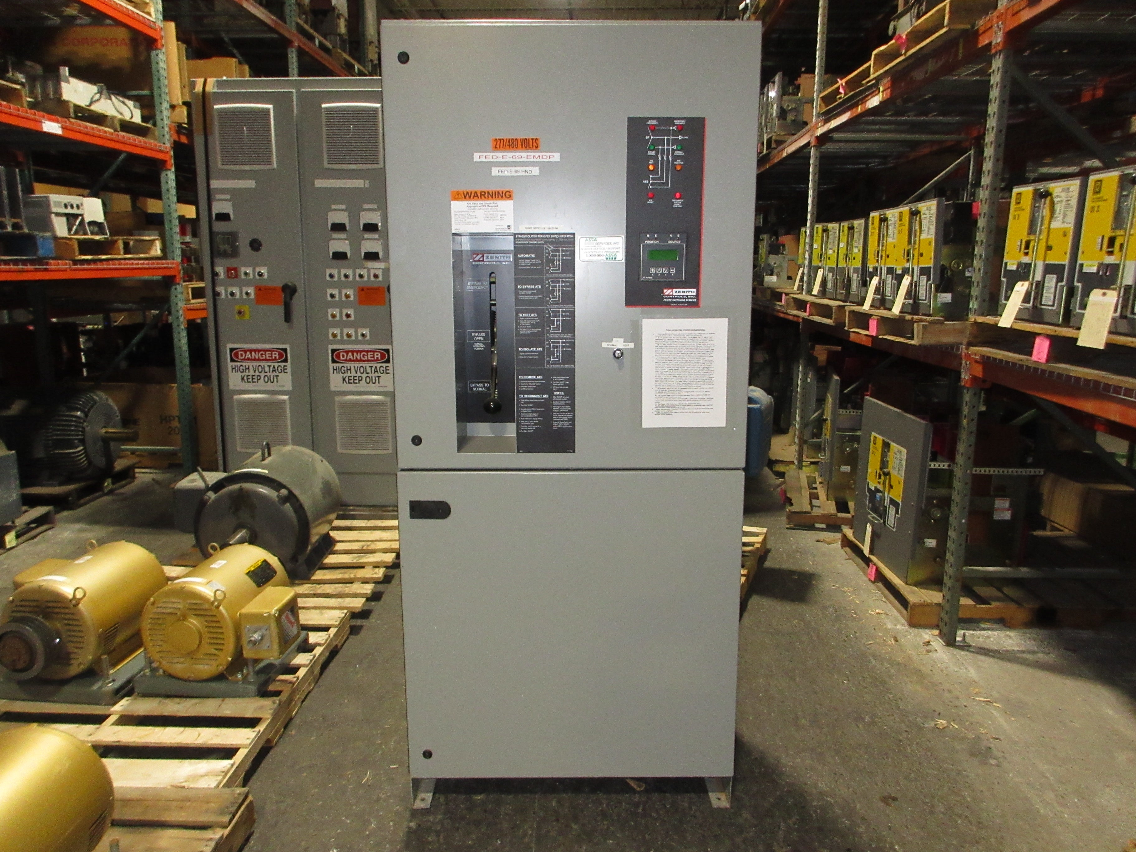 Zenith Automatic Transfer Switch w/ Bypass ZBTSL15FC-7 150A 277/480V 3Ph Used
