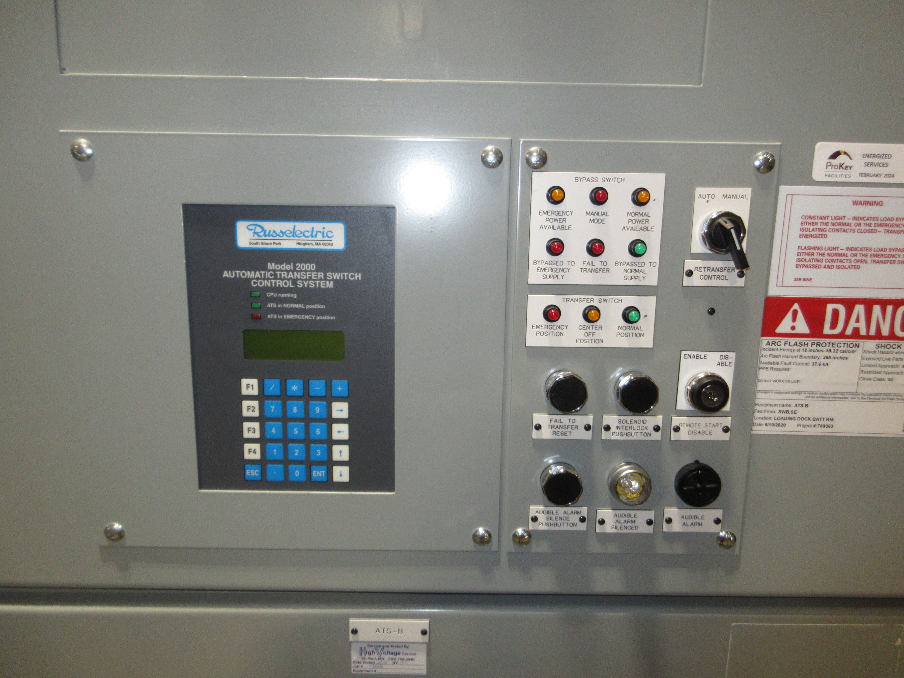 Russelectric Automatic Transfer Switch w/ Bypass RTBDLBCT-20003CEF 2000A 480V