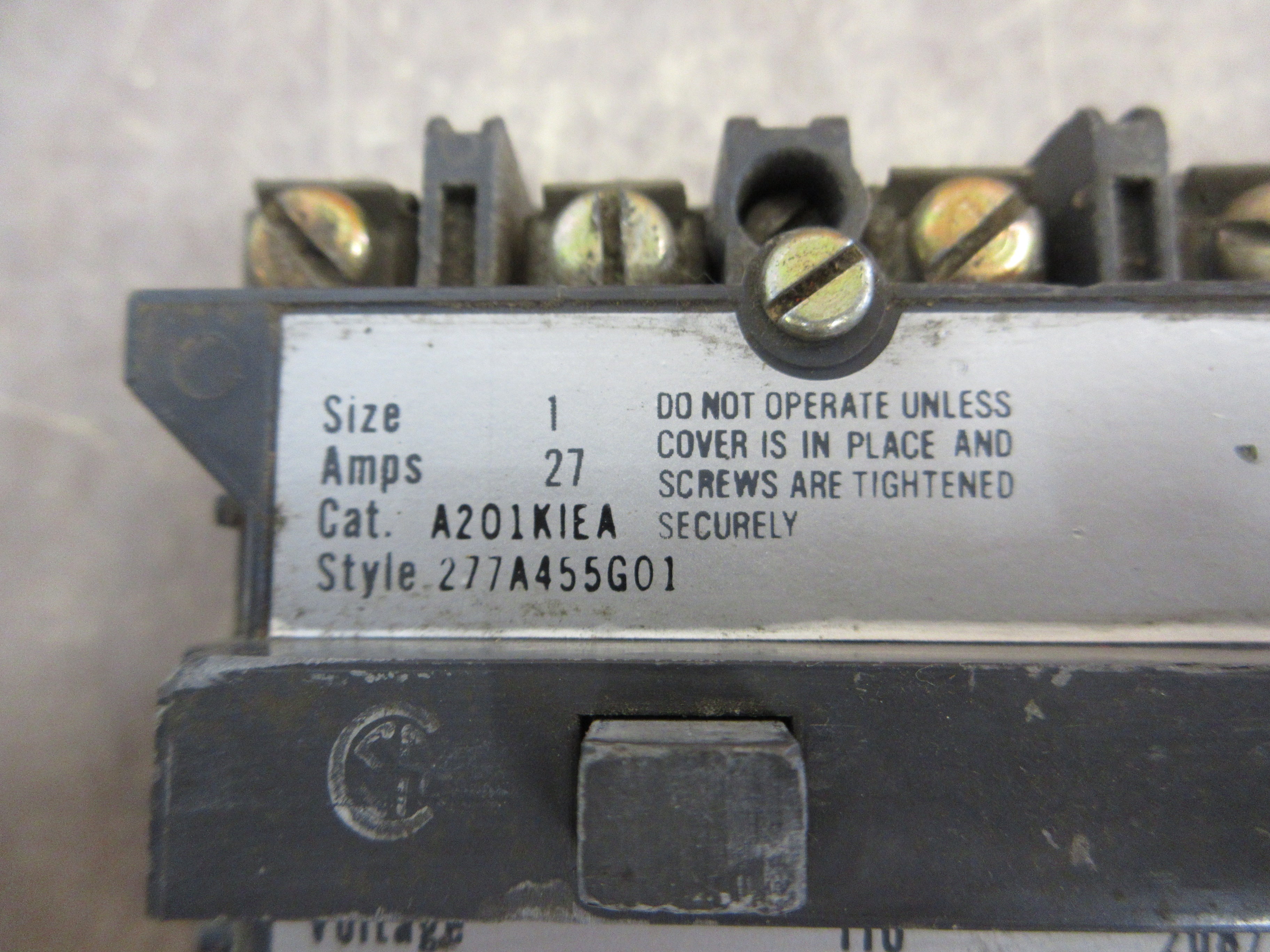 Westinghouse Size 1 Contactor A201KIEA Style #: 277A455G01 120V Coil 27A 600V