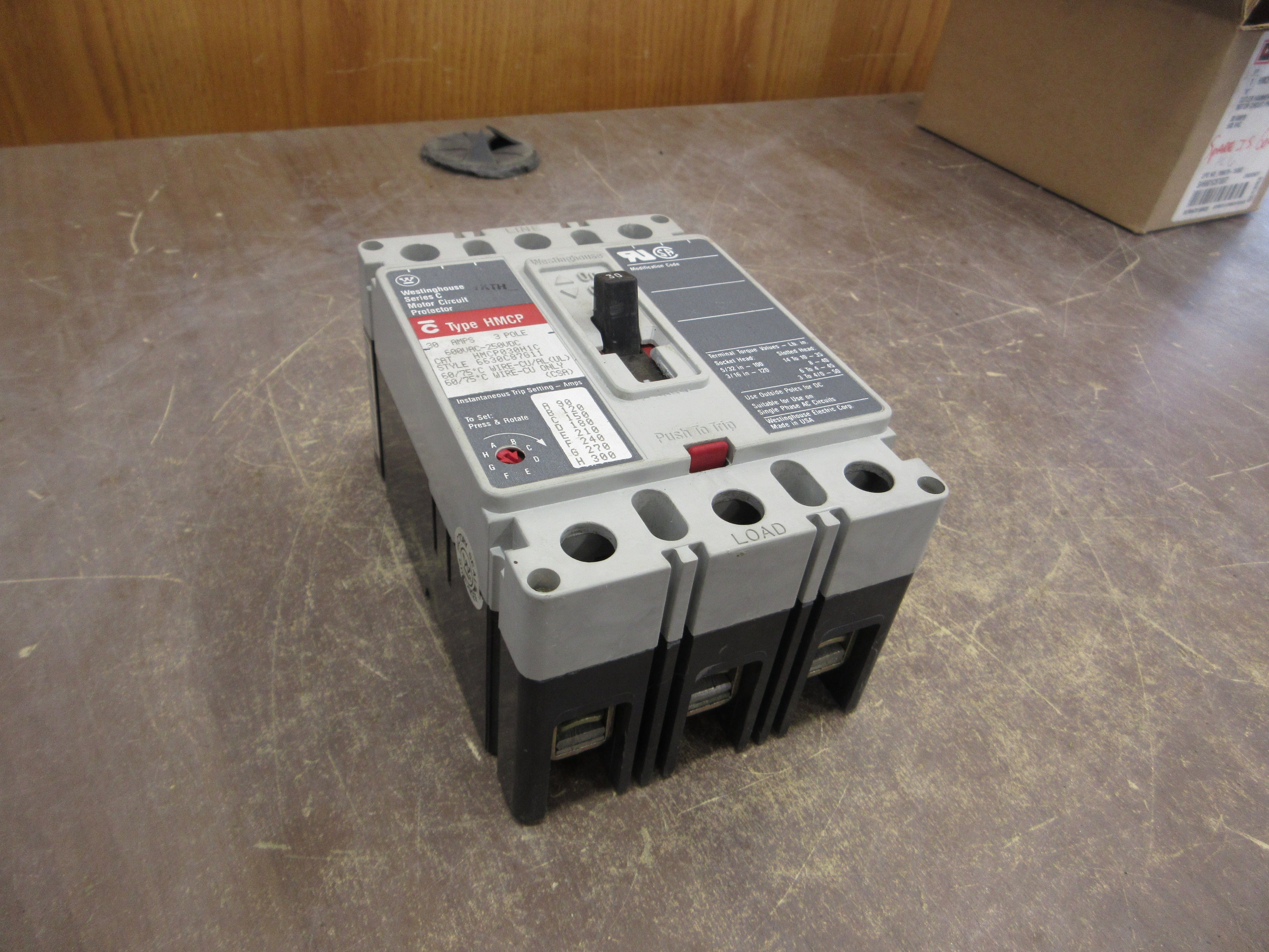 Cutler-Hammer Circuit Breaker HMCP030H1C 30A 600V 3P New Surplus