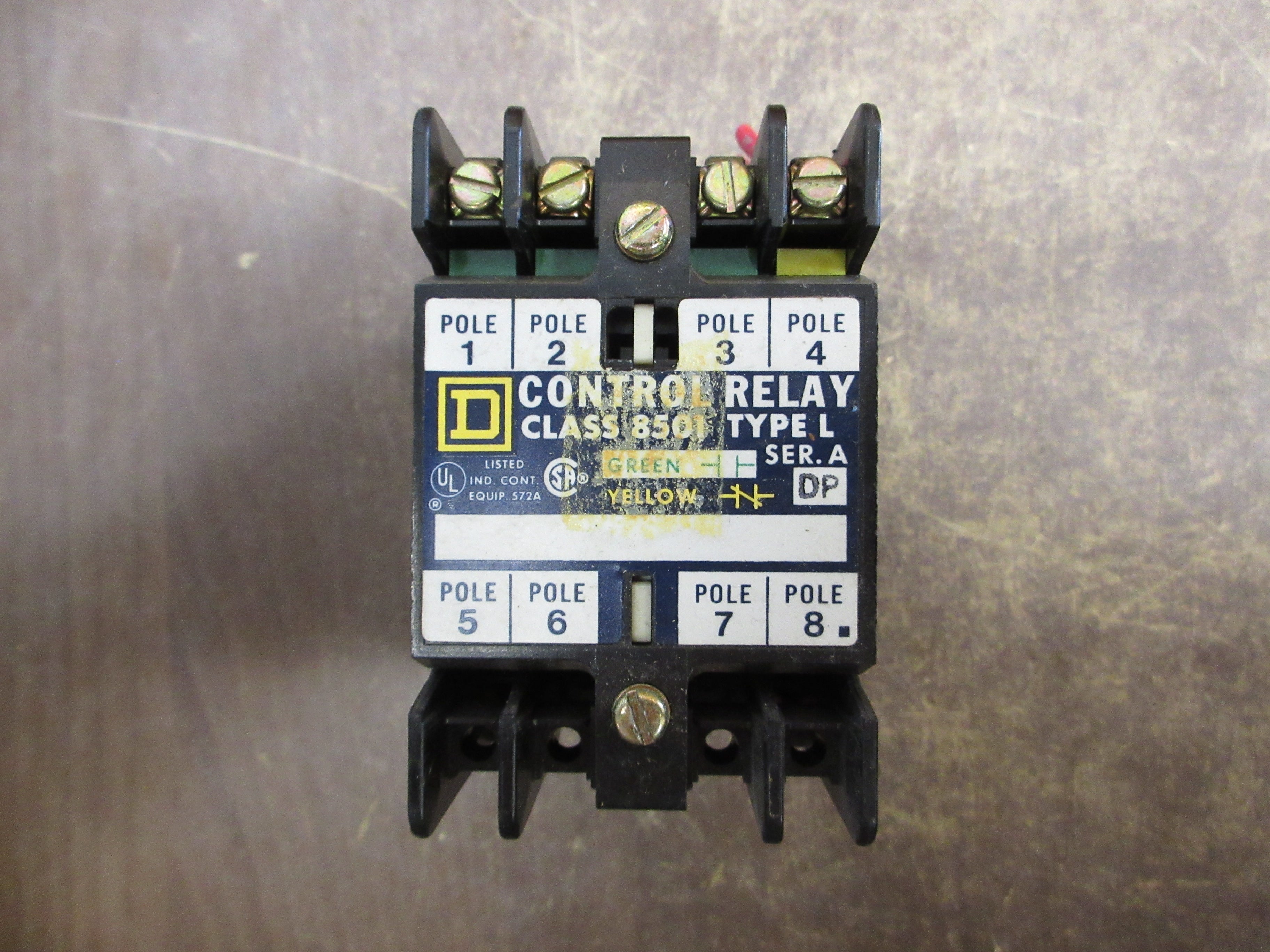 Square D Control Relay 8501 L0-40 Ser. A 120V Coil 8P 10A 600V Used