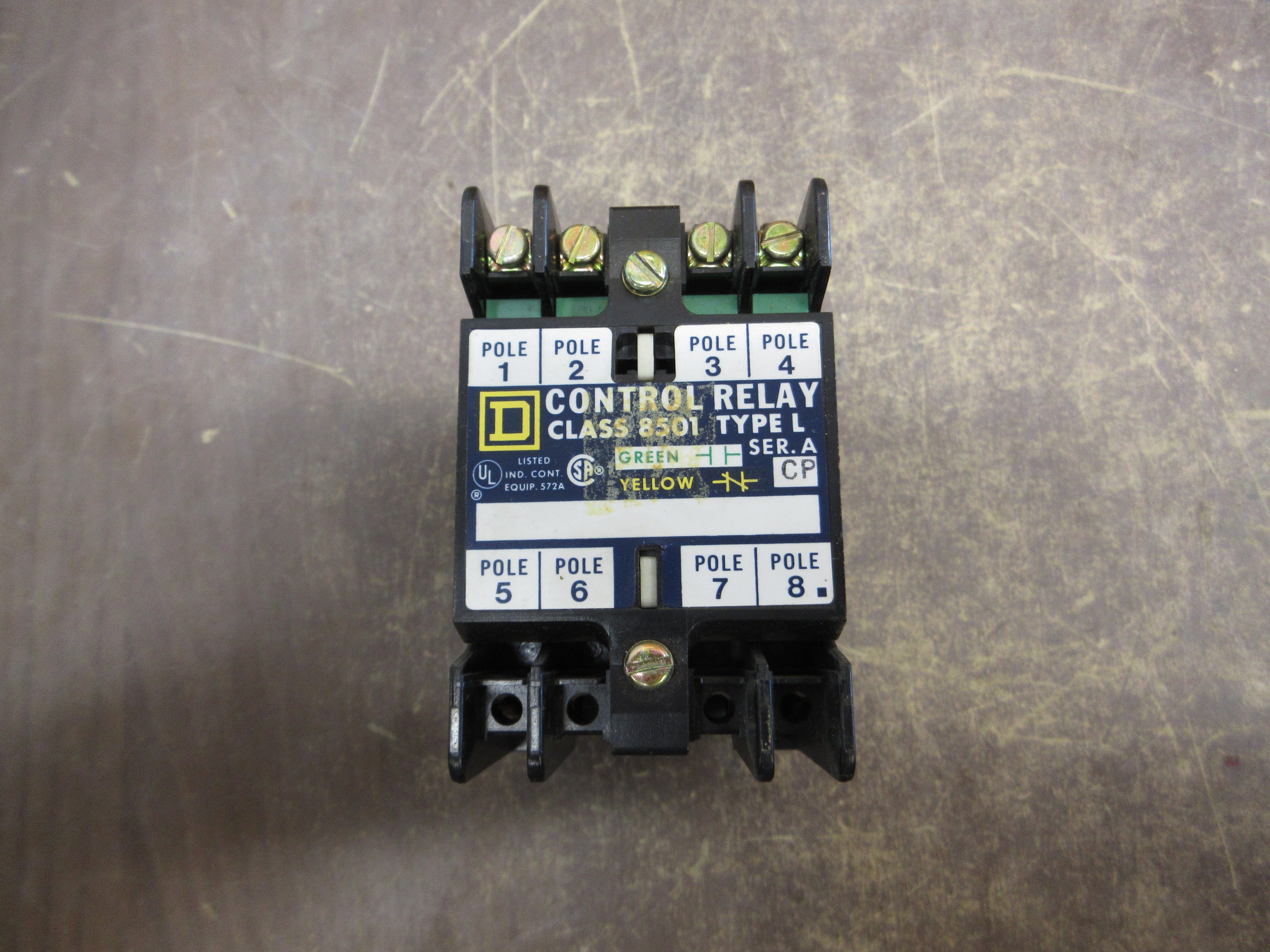 Square D Control Relay 8501 L0-40 Ser. A 120V Coil 8P 10A 600V Used