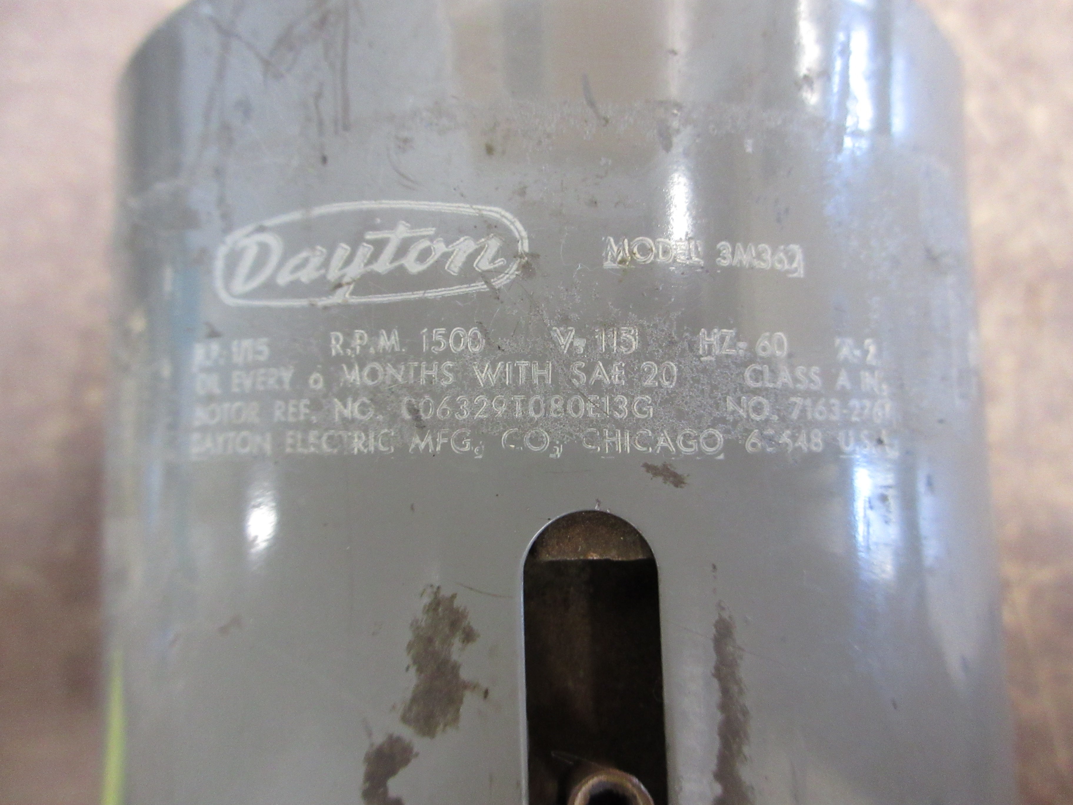 Dayton Motor 3M362 1/15HP 1800RPM 115V 60Hz Used