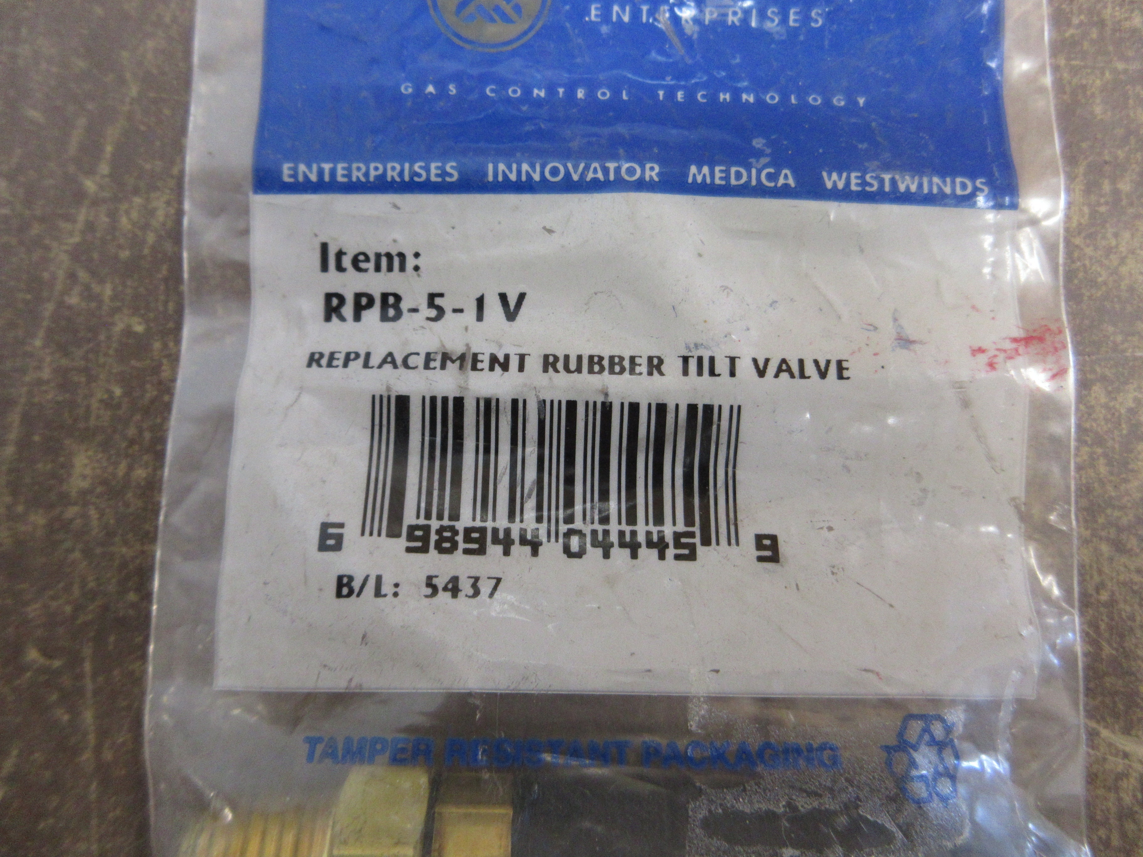 Western Enterprises Replacement Rubber Tilt Valve RPB-5-1V *No Box* New Surplus