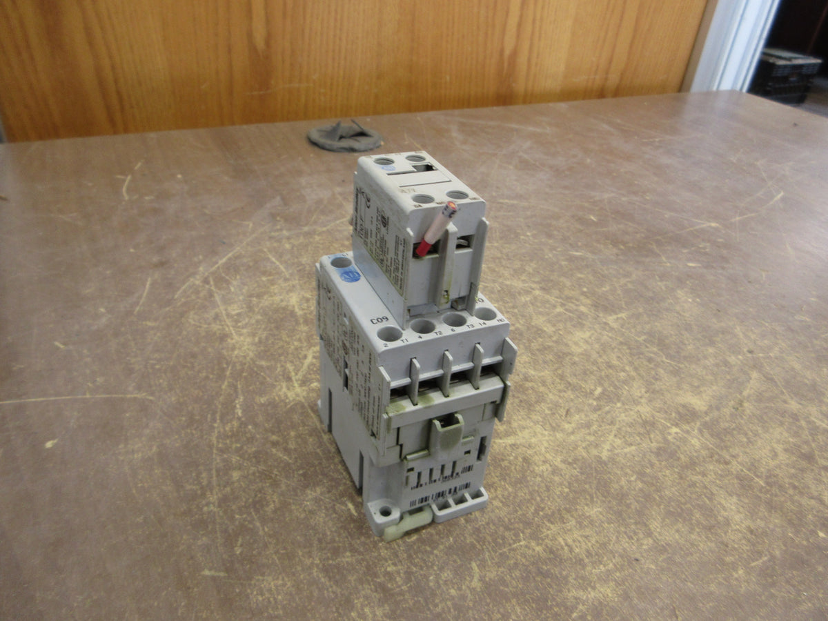 Allen-Bradley Contactor 100-C09*10 120V Coil 25A 600V w/ Aux Contact Block Used