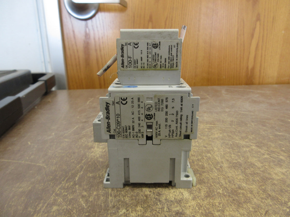 Allen-Bradley Contactor 100-C09*10 120V Coil 25A 600V w/ Aux Contact Block Used