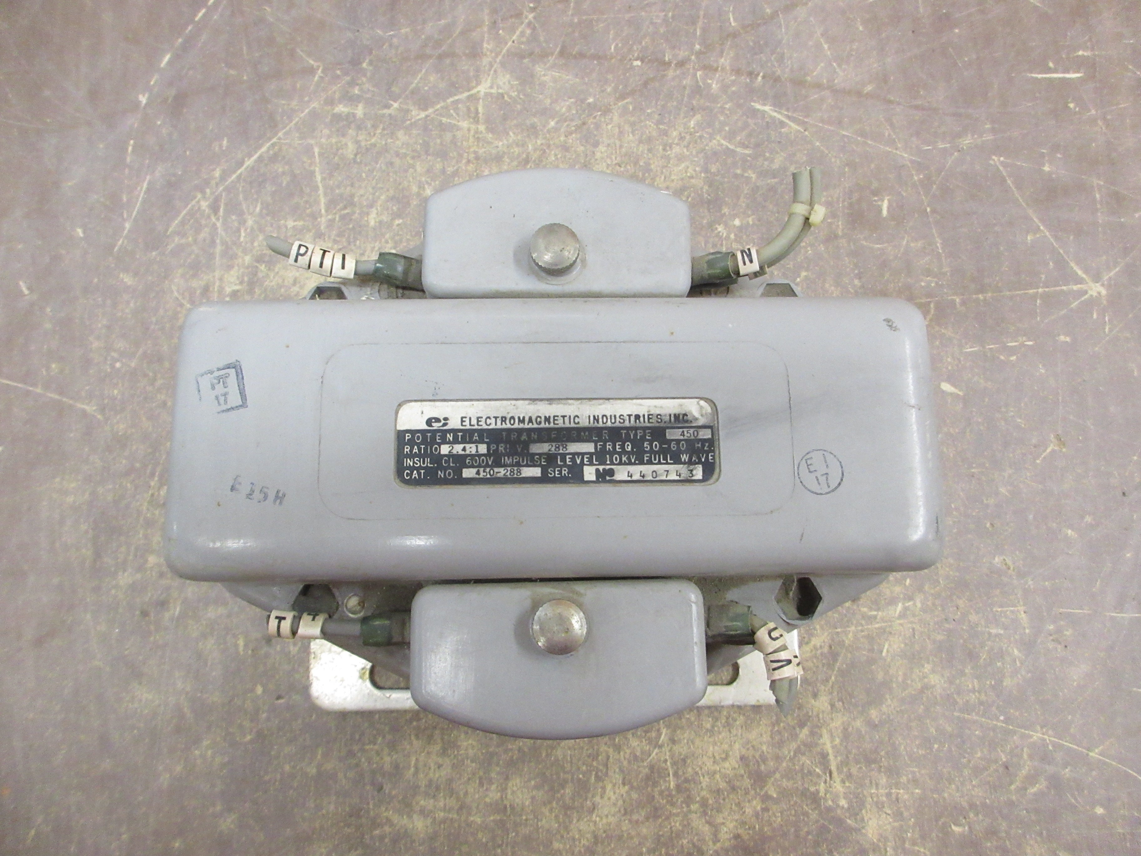 Electromagnetic Industries Potential Transformer 450-288 Pri: 288V Ratio 2.4:1