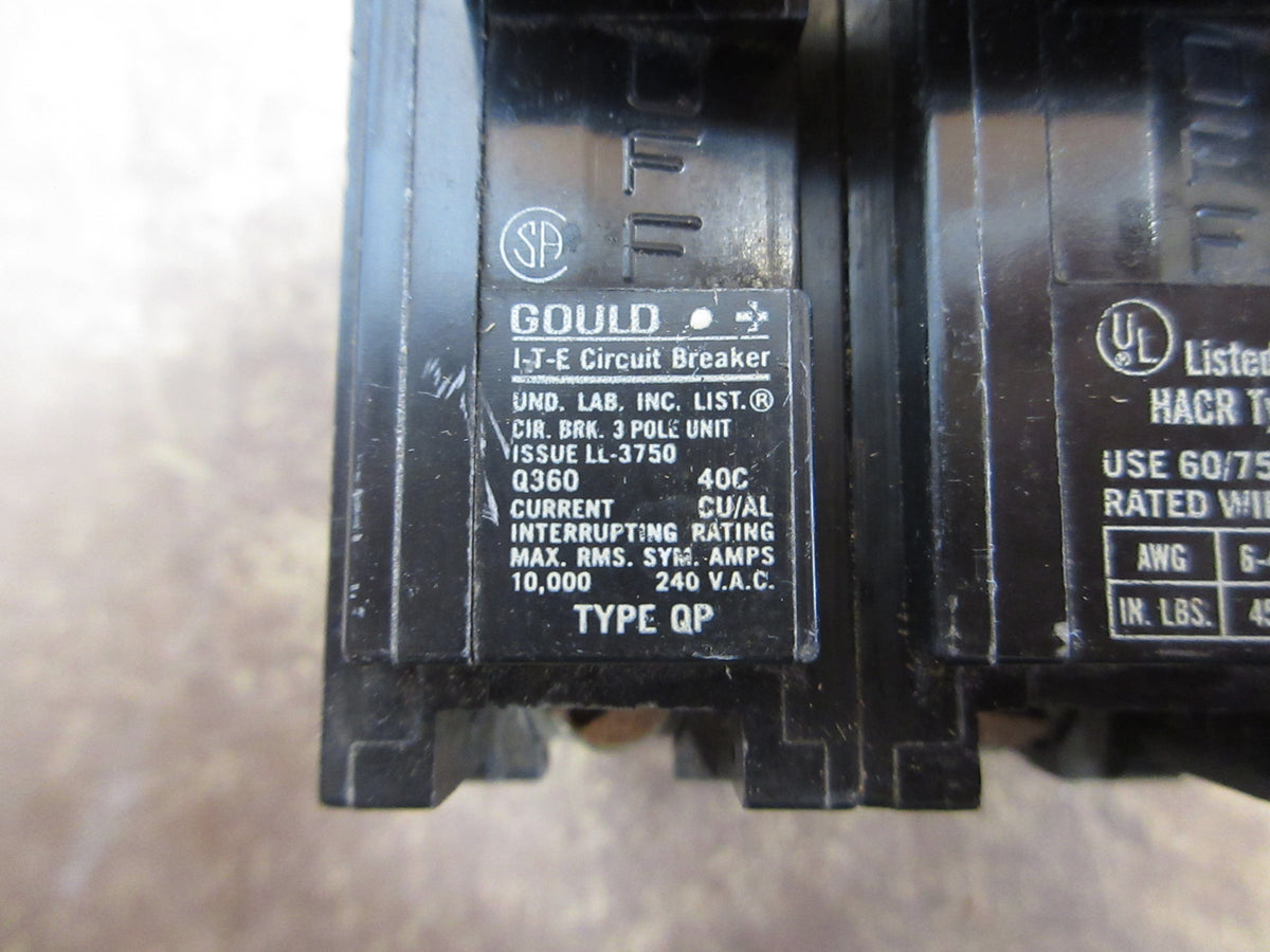 Gould Clip-On Circuit Breaker Q360 60A 240V 3P Used