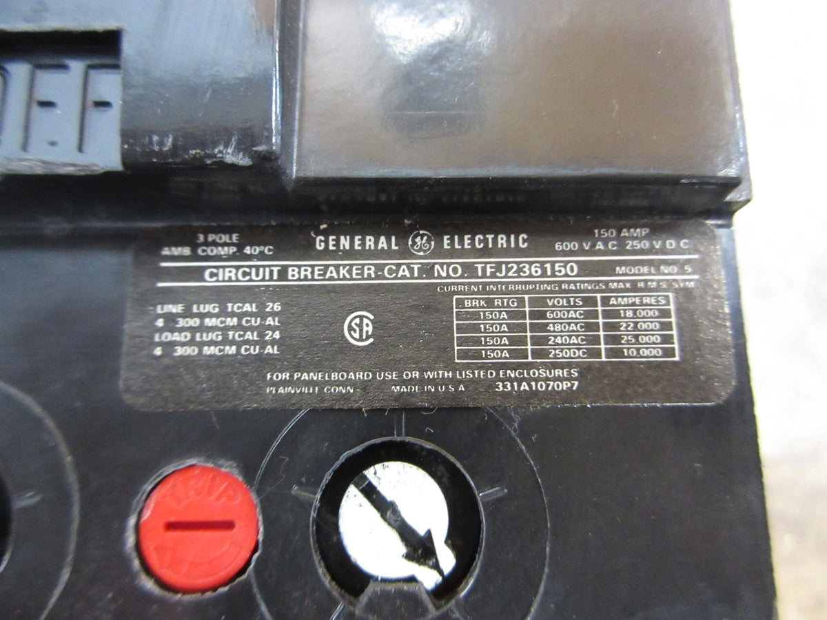 GE Circuit Breaker TFJ236150 150A 600V 3P Used