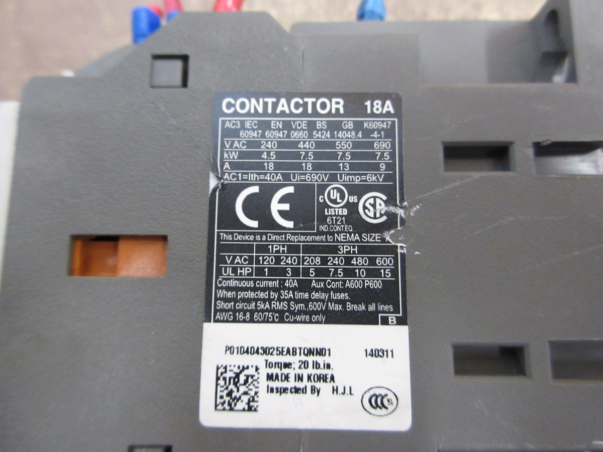 Cerus Industrial Mira Size 0 Contactor MRC-18b 220V Coil 40A 600V Used