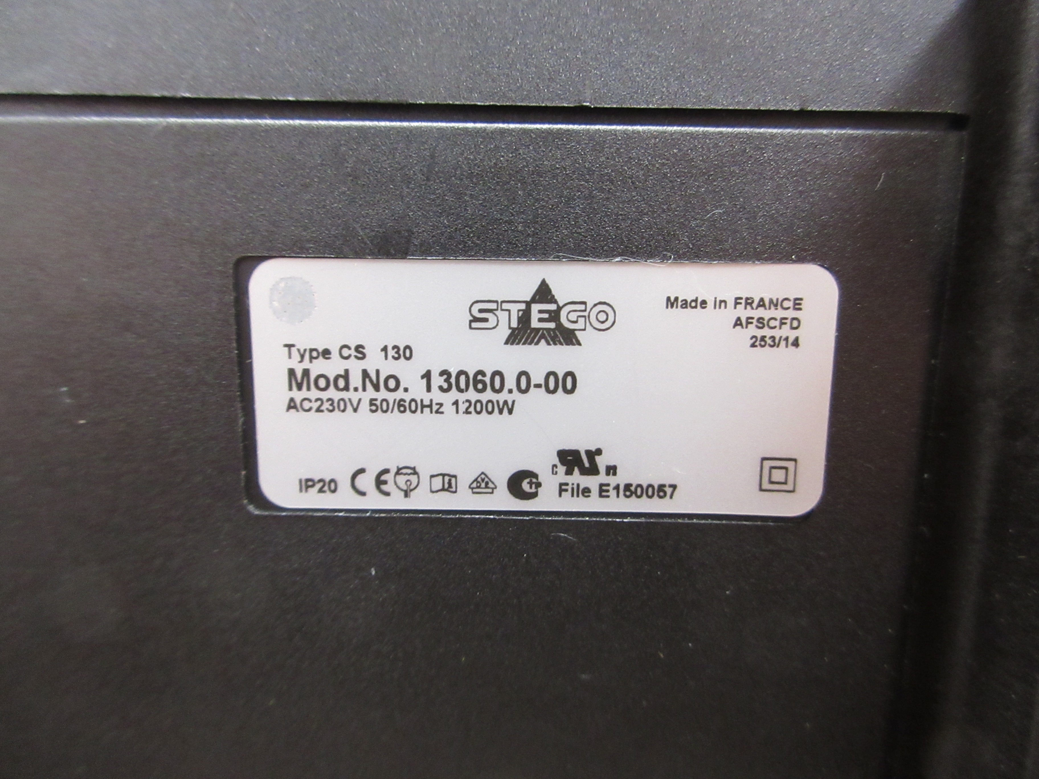 Stego CS 130 Panel-Mount Fan Heater 13060.0-00 1200W 230V 50/60Hz Range: 0-60°C