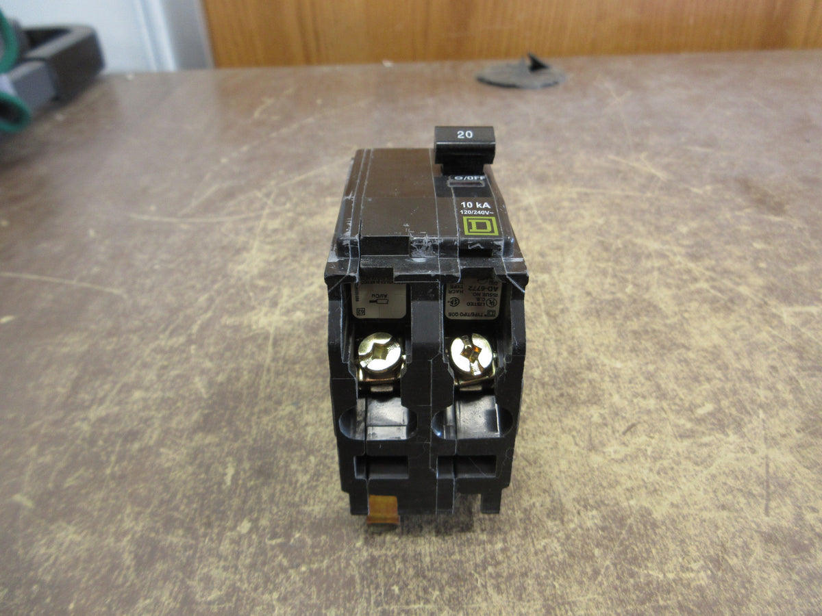 Square D Circuit Breaker QOB220 20A 120/240V 2P *Lot of 2* *No Mounting Screws*