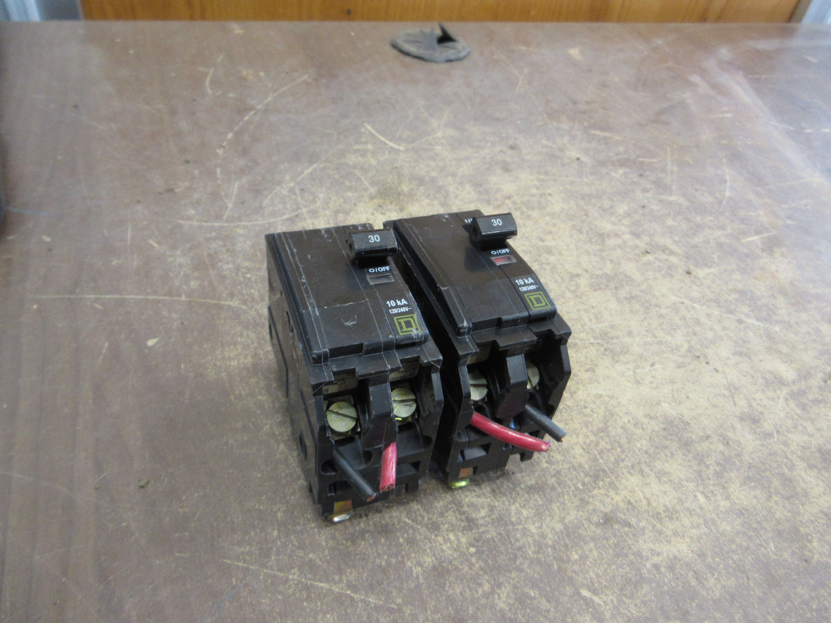Square D Clip-On Circuit Breaker QO230 30A 120/240V 2P *Lot of 2* Used
